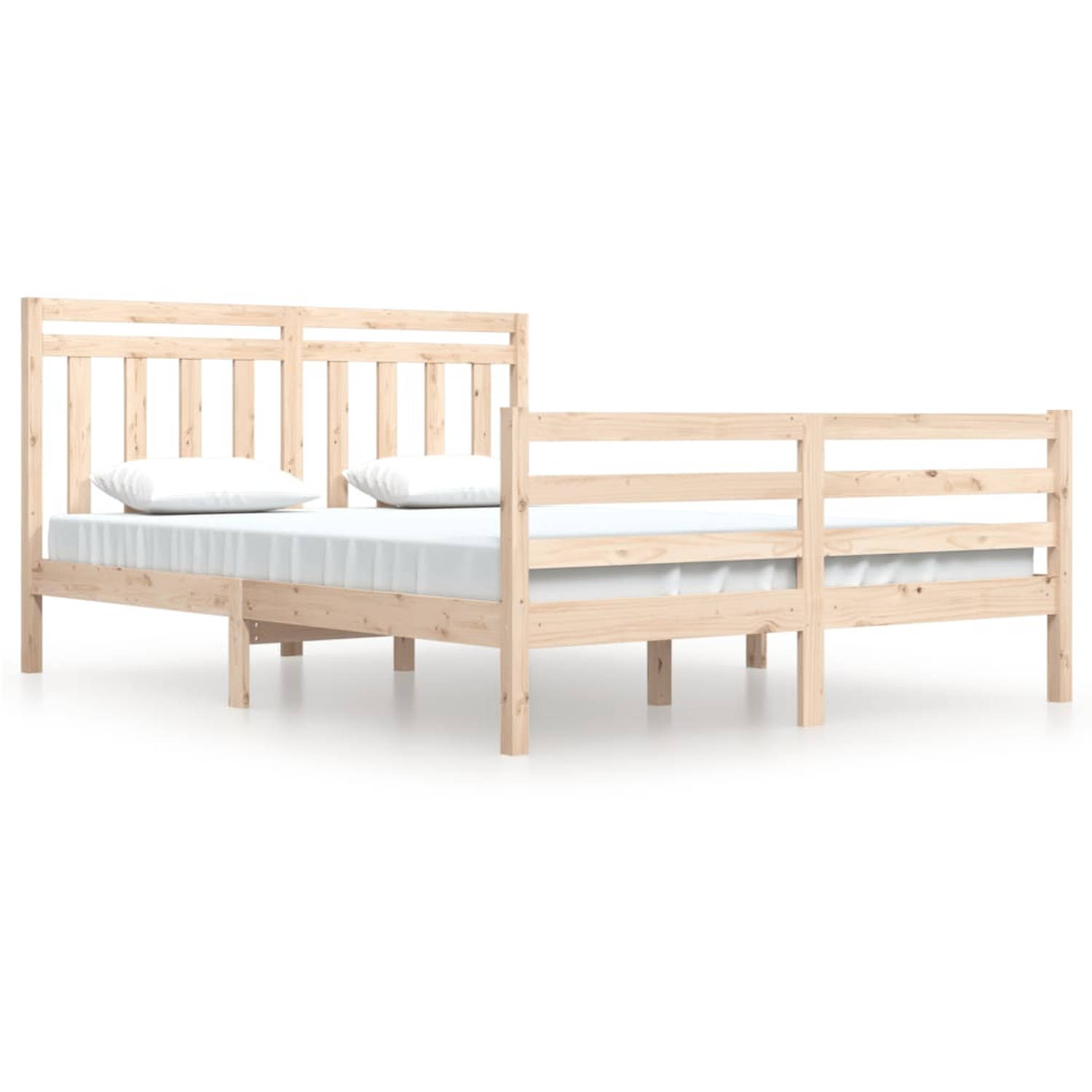 The Living Store Bedframe massief hout 160x200 cm - Bedframe - Bedframes - Tweepersoonsbed - Bed - Bedombouw - Dubbel Bed - Frame - Bed Frame - Ledikant - Houten Bedframe - Tweeper