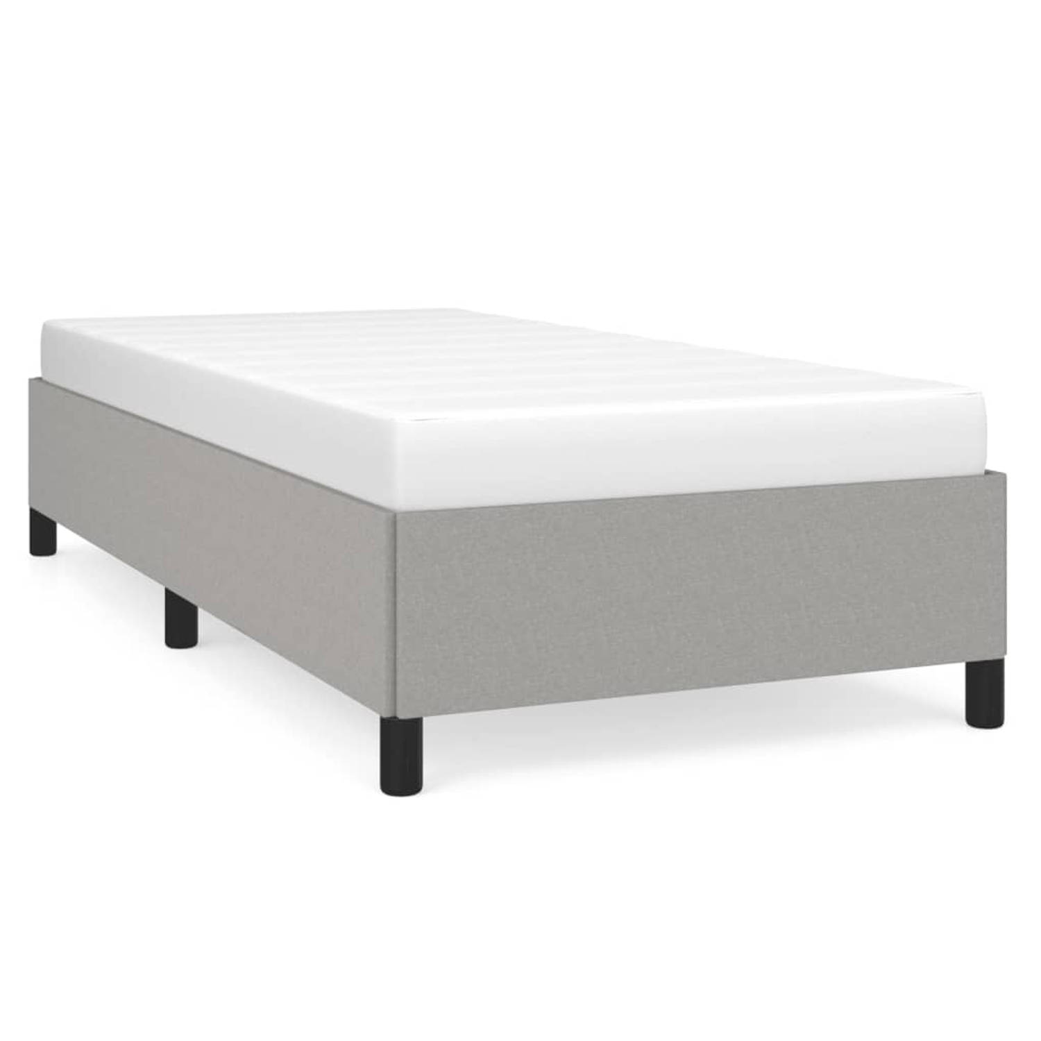 The Living Store Bedframe stof lichtgrijs 100x200 cm - Bedframe - Bedframes - Slaapmeubel - Bedbodem - Ledikant - Eenpersoonsbed - Slaapmeubels - Slaapmeubelen - Slaapmeubilair - B