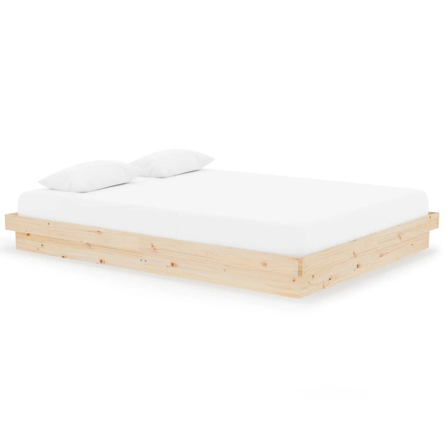 The Living Store Bedframe massief hout wit 150x200 cm 5FT King - Bedframe - Bedframes - Tweepersoonsbed - Bed - Bedombouw - Dubbel Bed - Frame - Bed Frame - Ledikant - Houten Bedfr