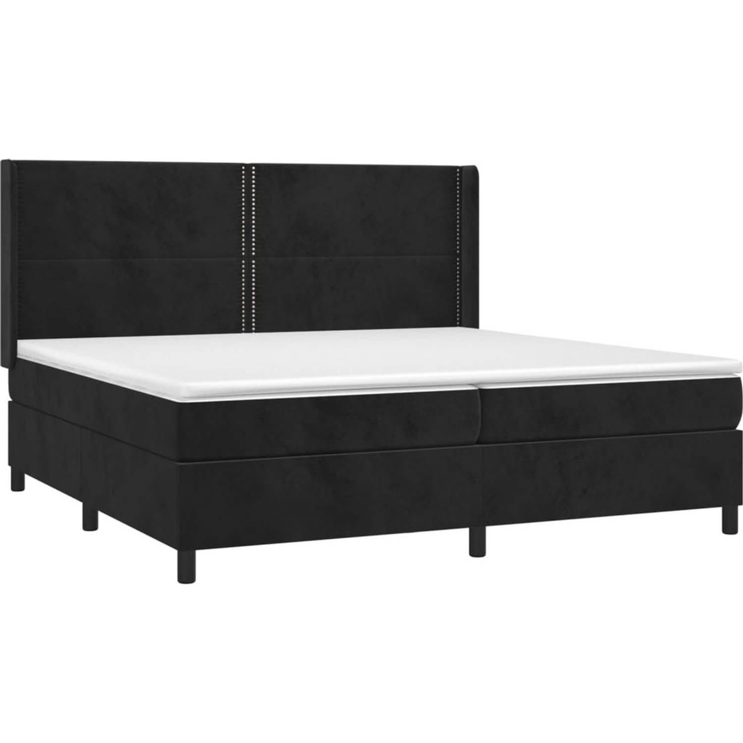 The Living Store Boxspringbed - The Living Store - Bed - 203 x 203 x 118/128 cm - Zwart - Fluweel