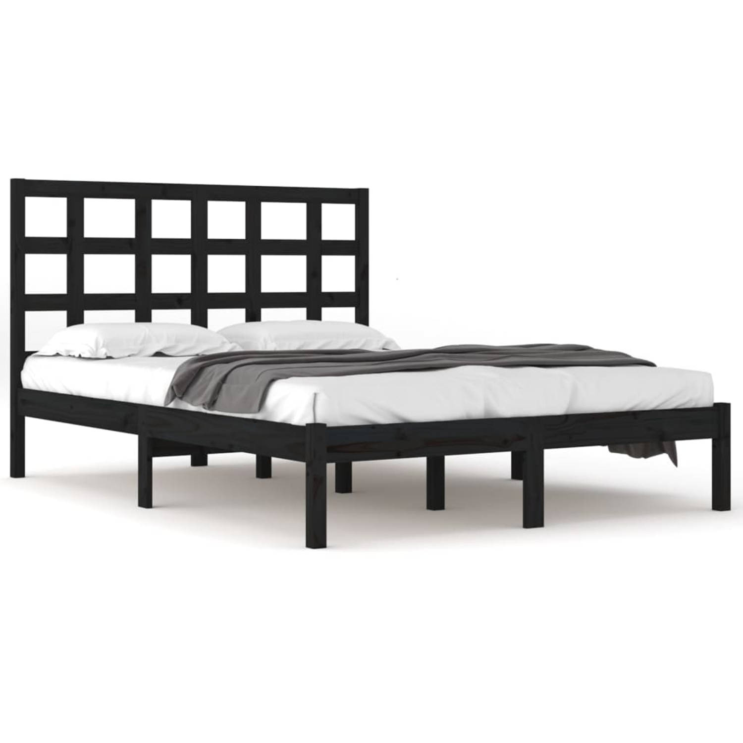 The Living Store Bedframe massief hout zwart 200x200 cm - Bedframe - Bedframes - Tweepersoonsbed - Bed - Bedombouw - Dubbel Bed - Frame - Bed Frame - Ledikant - Houten Bedframe - T