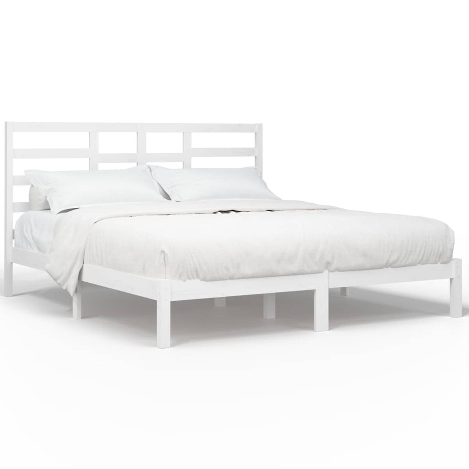 The Living Store Bedframe massief hout wit 180x200 cm 6FT Super King - Bedframe - Bedframes - Bed - Bedbodem - Ledikant - Bed Frame - Massief Houten Bedframe - Slaapmeubel - Tweepe