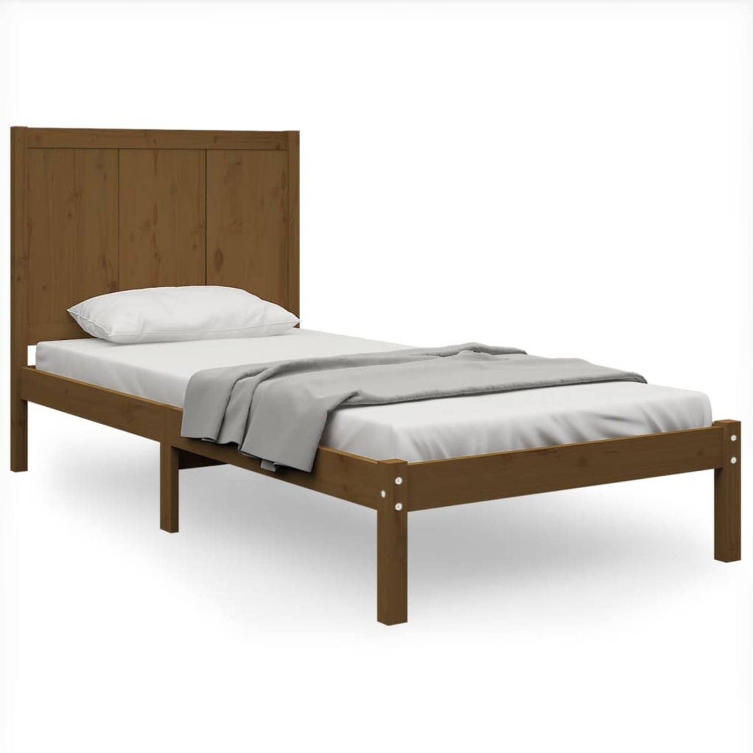 The Living Store Bedframe massief grenenhout honingbruin 100x200 cm - Bedframe - Bedframes - Bed - Bedbodem - Ledikant - Bed Frame - Massief Houten Bedframe - Slaapmeubel - Eenpers