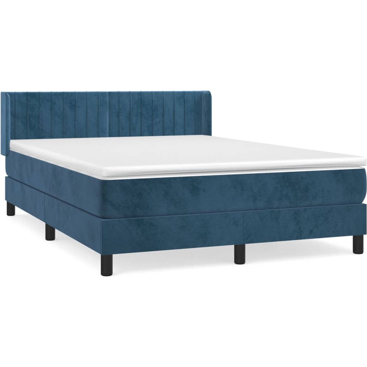 The Living Store Boxspringbed Donkerblauw Fluweel - 203x147x78/88 cm - Pocketvering