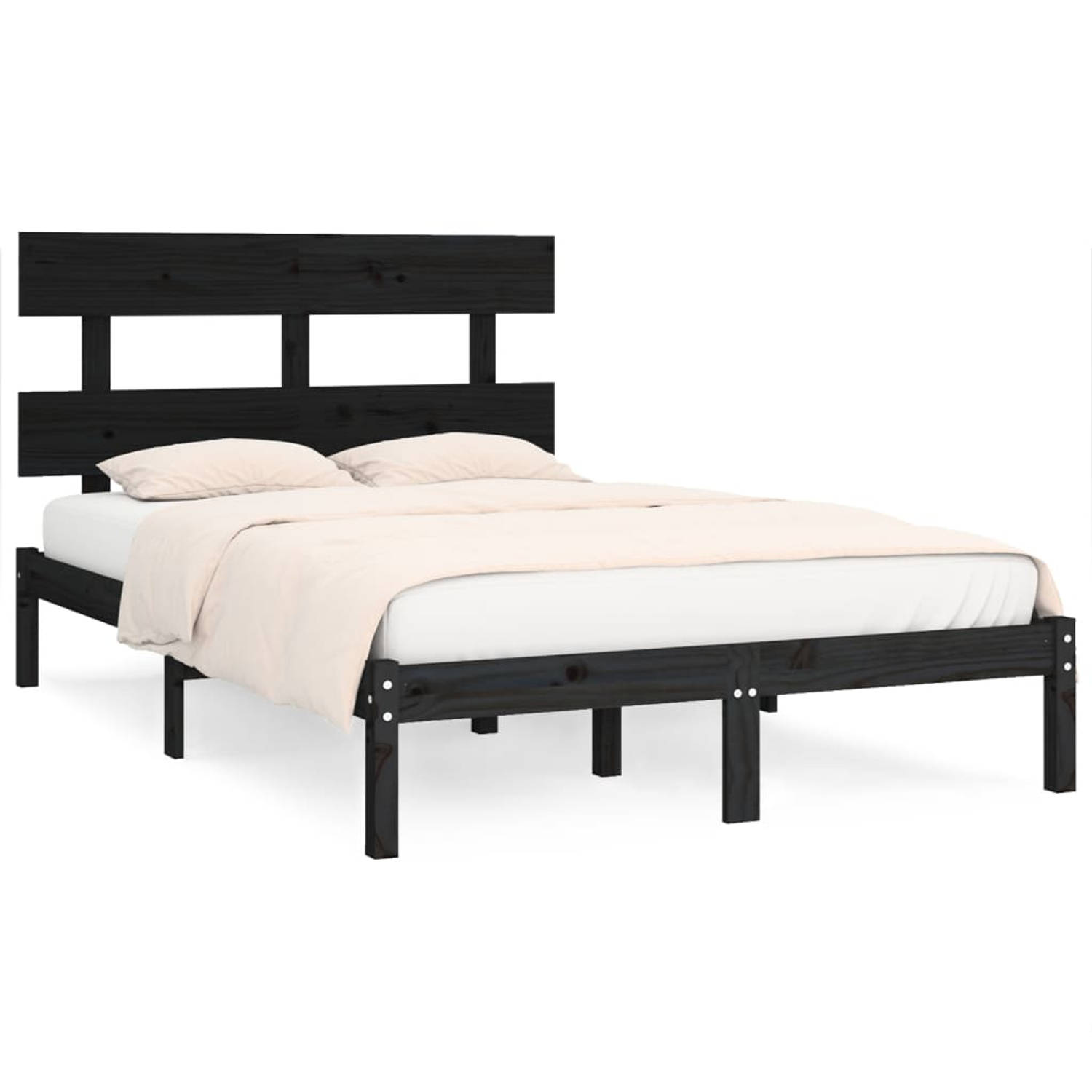 The Living Store Bedframe massief hout zwart 180x200 cm 6FT Super King - Bedframe - Bedframes - Tweepersoonsbed - Bed - Bedombouw - Dubbel Bed - Frame - Bed Frame - Ledikant - Bedf