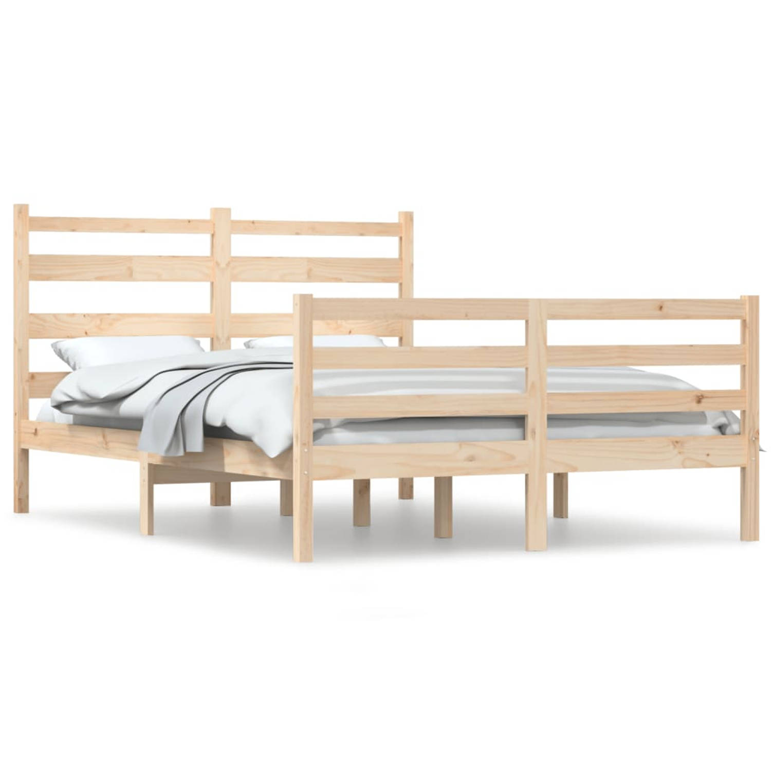 The Living Store Bedframe massief grenenhout 160x200 cm - Bedframe - Bedframes - Tweepersoonsbed - Bed - Bedombouw - Dubbel Bed - Frame - Bed Frame - Ledikant - Houten Bedframe - S