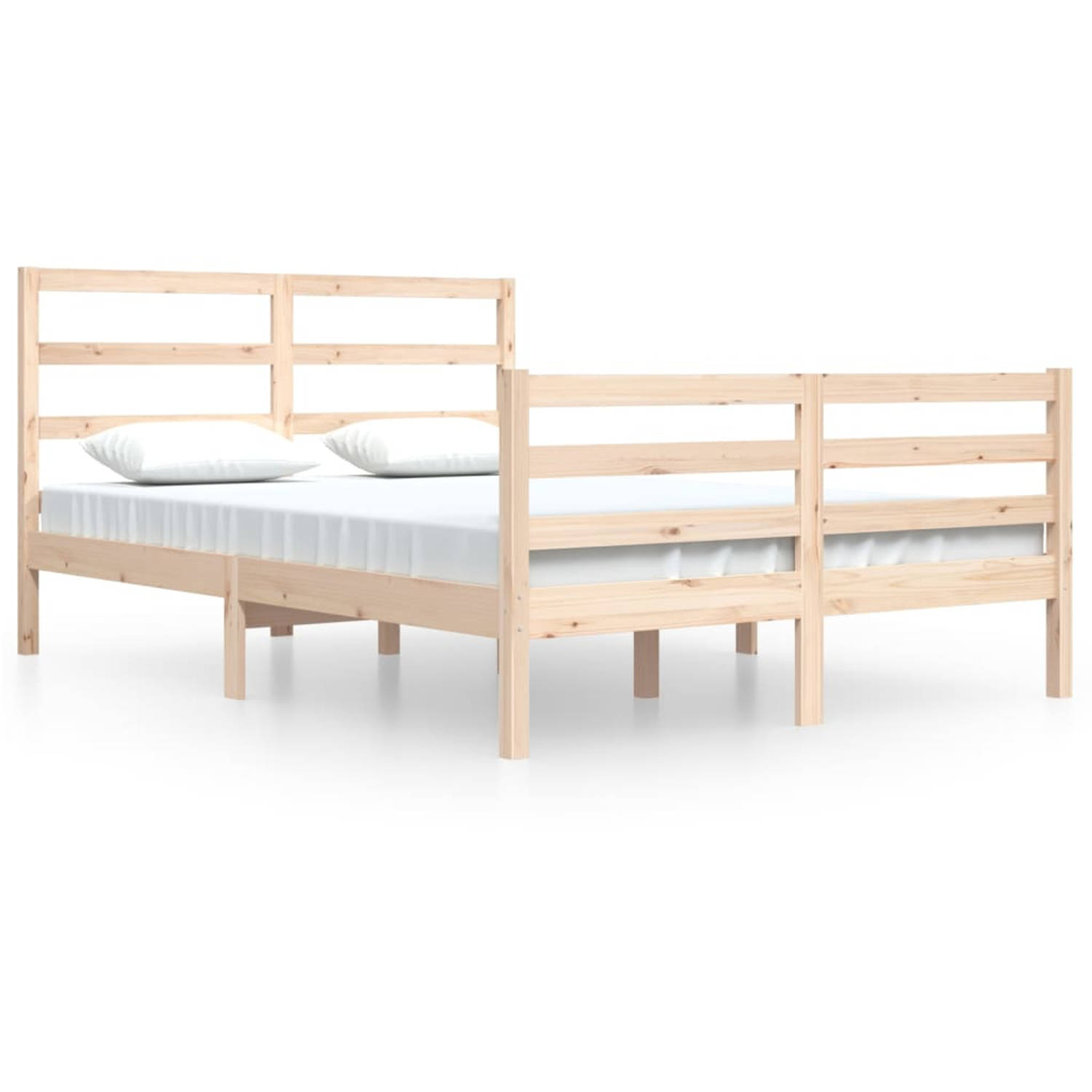 The Living Store Bedframe massief grenenhout 140x200 cm - Bedframe - Bedframes - Bed - Bedbodem - Ledikant - Bed Frame - Massief Houten Bedframe - Slaapmeubel - Bedden - Bedbodems