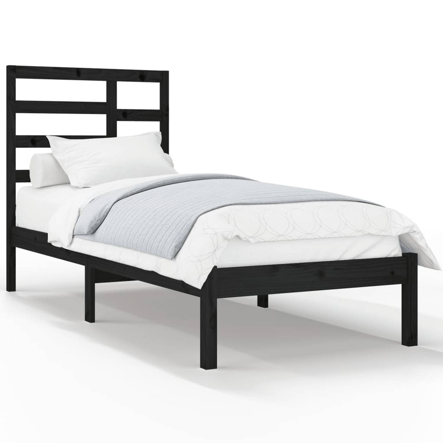 The Living Store Bedframe massief hout zwart 100x200 cm - Bedframe - Bedframes - Bed - Bedbodem - Ledikant - Bed Frame - Massief Houten Bedframe - Slaapmeubel - Eenpersoonsbed - Be