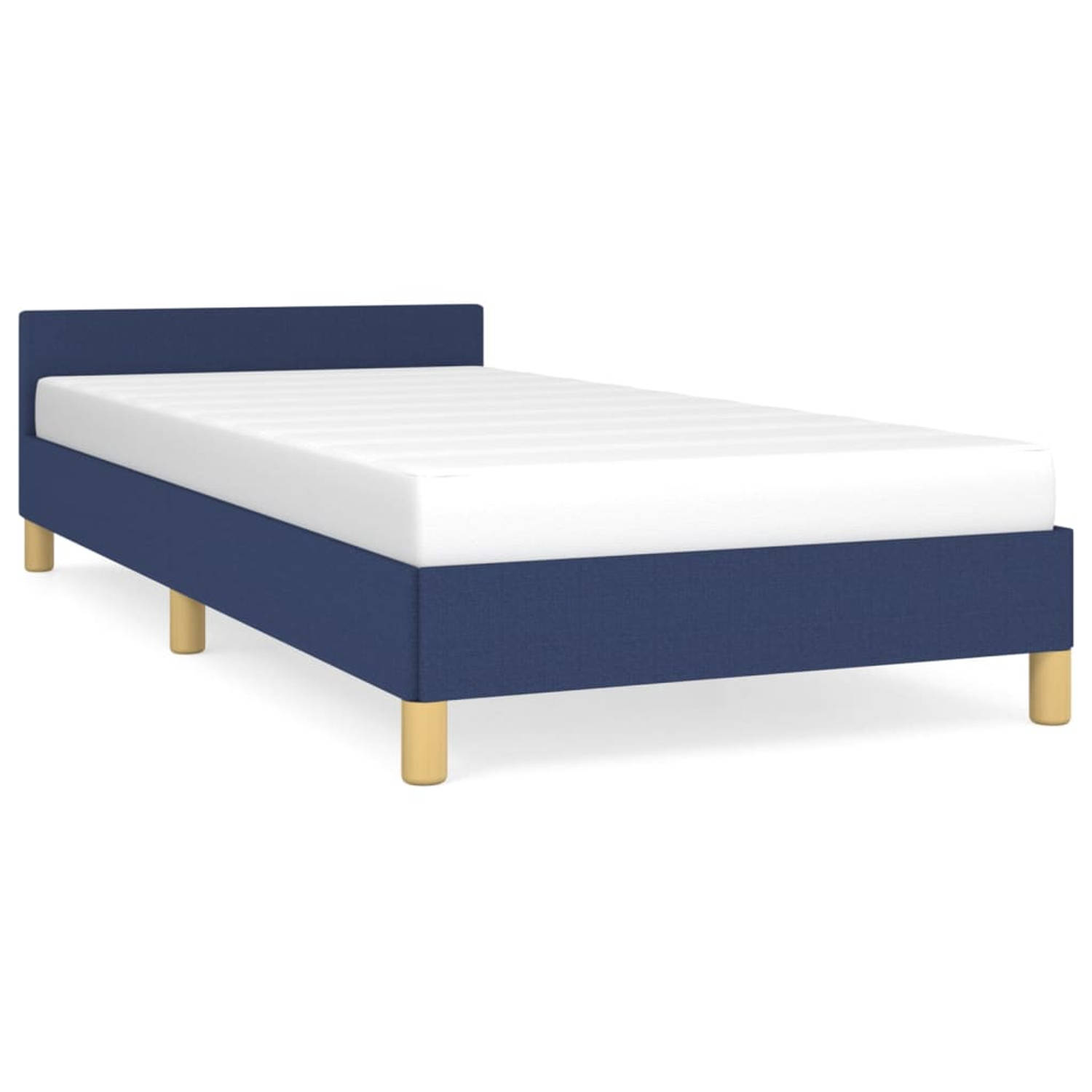 The Living Store Bedframe met hoofdbord stof blauw 80x200 cm - Bedframe Met Hoofdeinde - Bedframes Met Hoofdeindes - Bed - Slaapmeubel - Ledikant - Bedbodem - Tweepersoonsbed - Bed