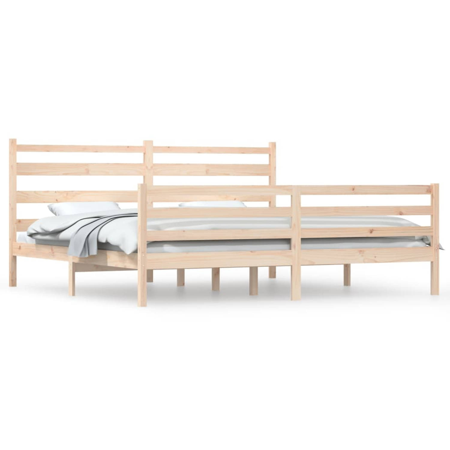 The Living Store Bedframe massief grenenhout 200x200 cm - Bedframe - Bedframes - Tweepersoonsbed - Bed - Bedombouw - Dubbel Bed - Frame - Bed Frame - Ledikant - Houten Bedframe - S