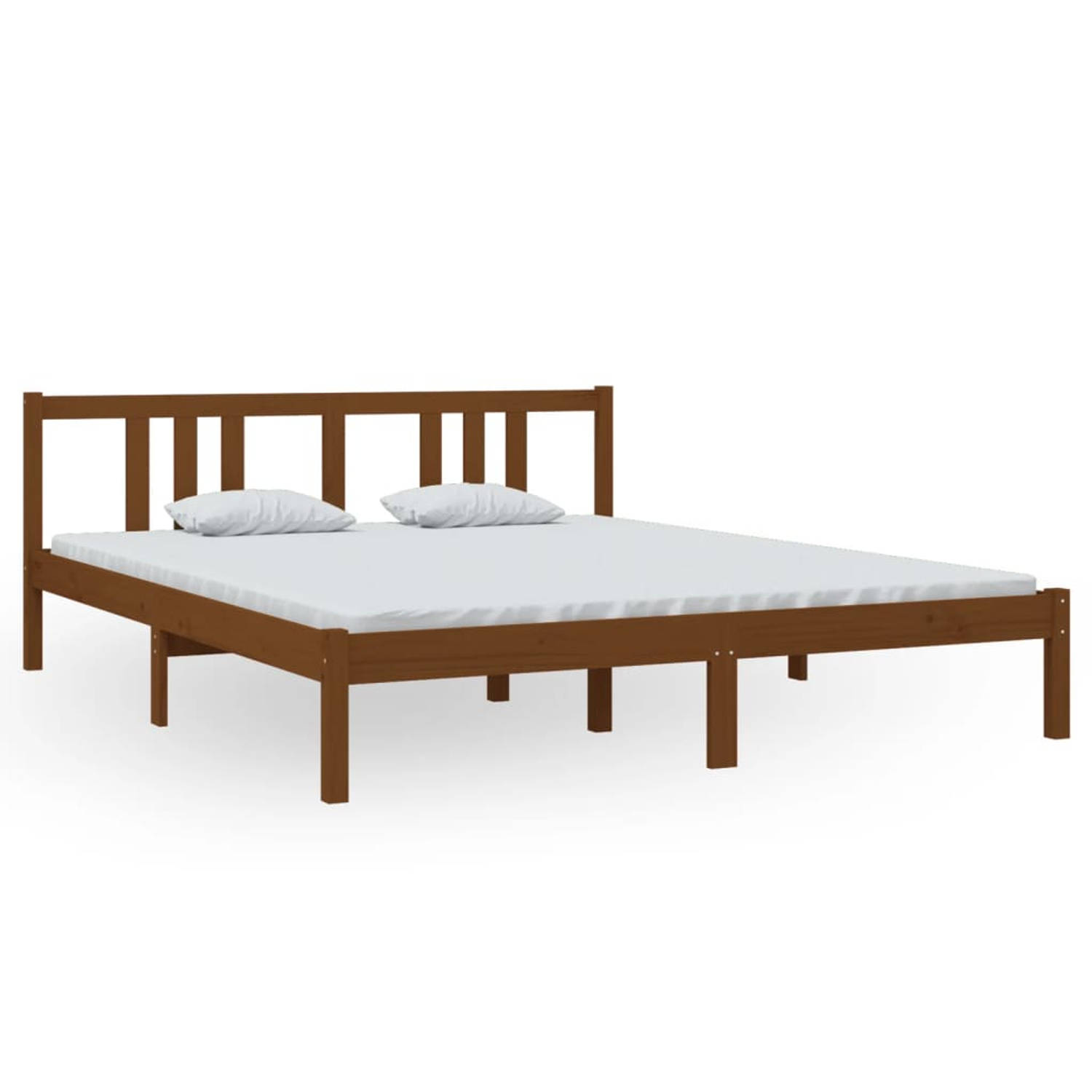 The Living Store Bedframe massief hout honingbruin 160x200 cm - Bedframe - Bedframes - Bed - Bedbodem - Ledikant - Bed Frame - Massief Houten Bedframe - Slaapmeubel - Tweepersoonsb