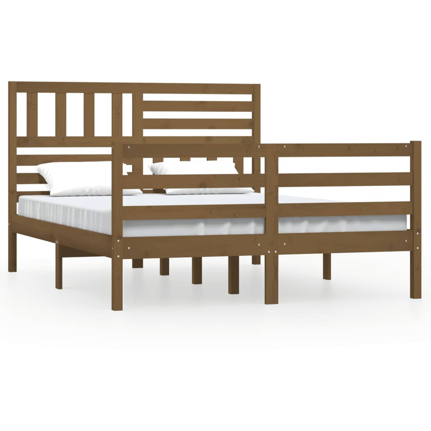 The Living Store Bedframe massief hout honingbruin 160x200 cm - Bedframe - Bedframes - Tweepersoonsbed - Bed - Bedombouw - Dubbel Bed - Frame - Bed Frame - Ledikant - Bedframe Met