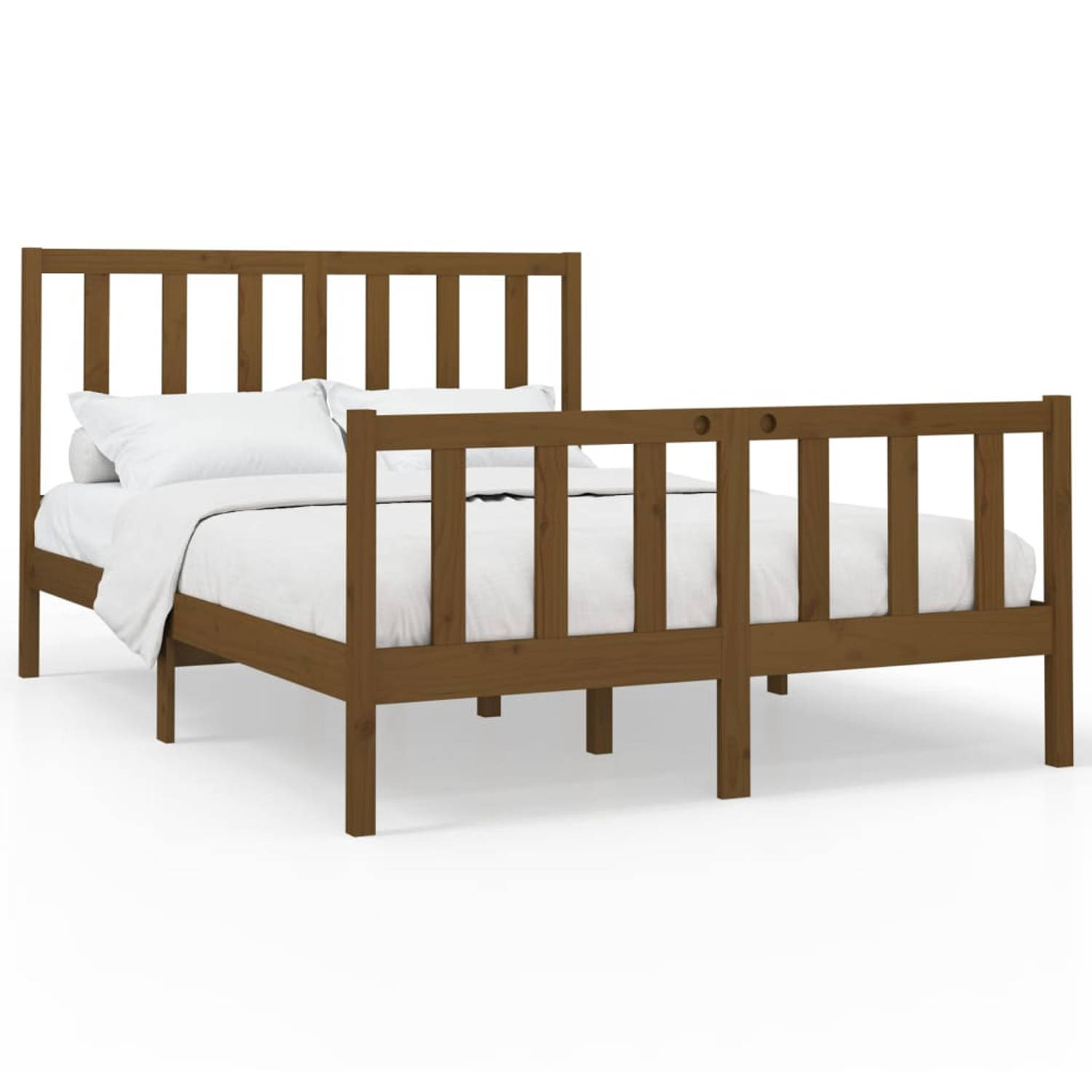 The Living Store Bedframe massief grenenhout honingbruin 140x200 cm - Bedframe - Bedframes - Bed - Bedbodem - Ledikant - Bed Frame - Massief Houten Bedframe - Slaapmeubel - Tweeper