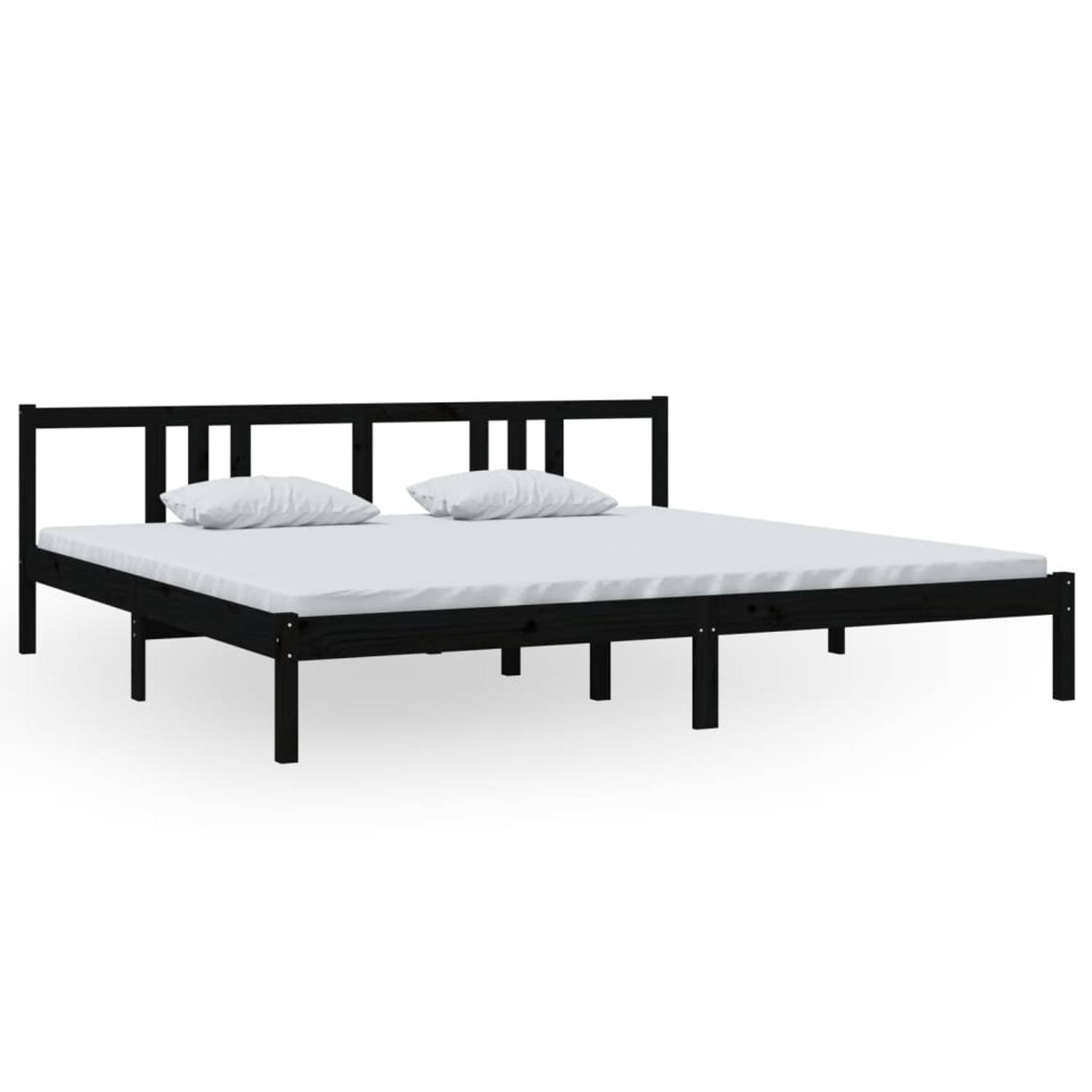 The Living Store Bedframe massief hout zwart 200x200 cm - Bedframe - Bedframes - Bed - Bedbodem - Ledikant - Bed Frame - Massief Houten Bedframe - Slaapmeubel - Tweepersoonsbed - B