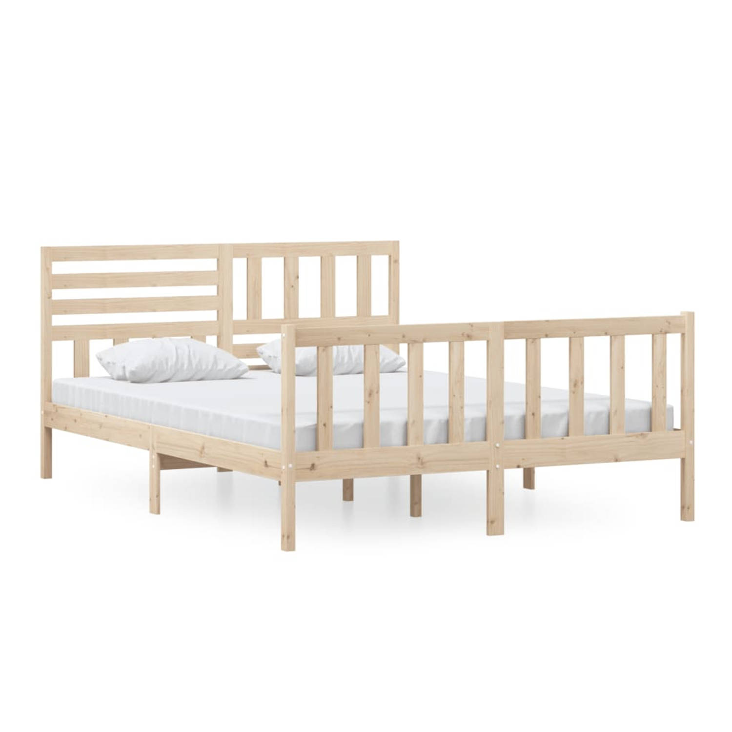 The Living Store Bedframe massief hout 150x200 cm 5FT King Size - Bedframe - Bedframes - Tweepersoonsbed - Bed - Bedombouw - Dubbel Bed - Frame - Bed Frame - Ledikant - Bedframe Me