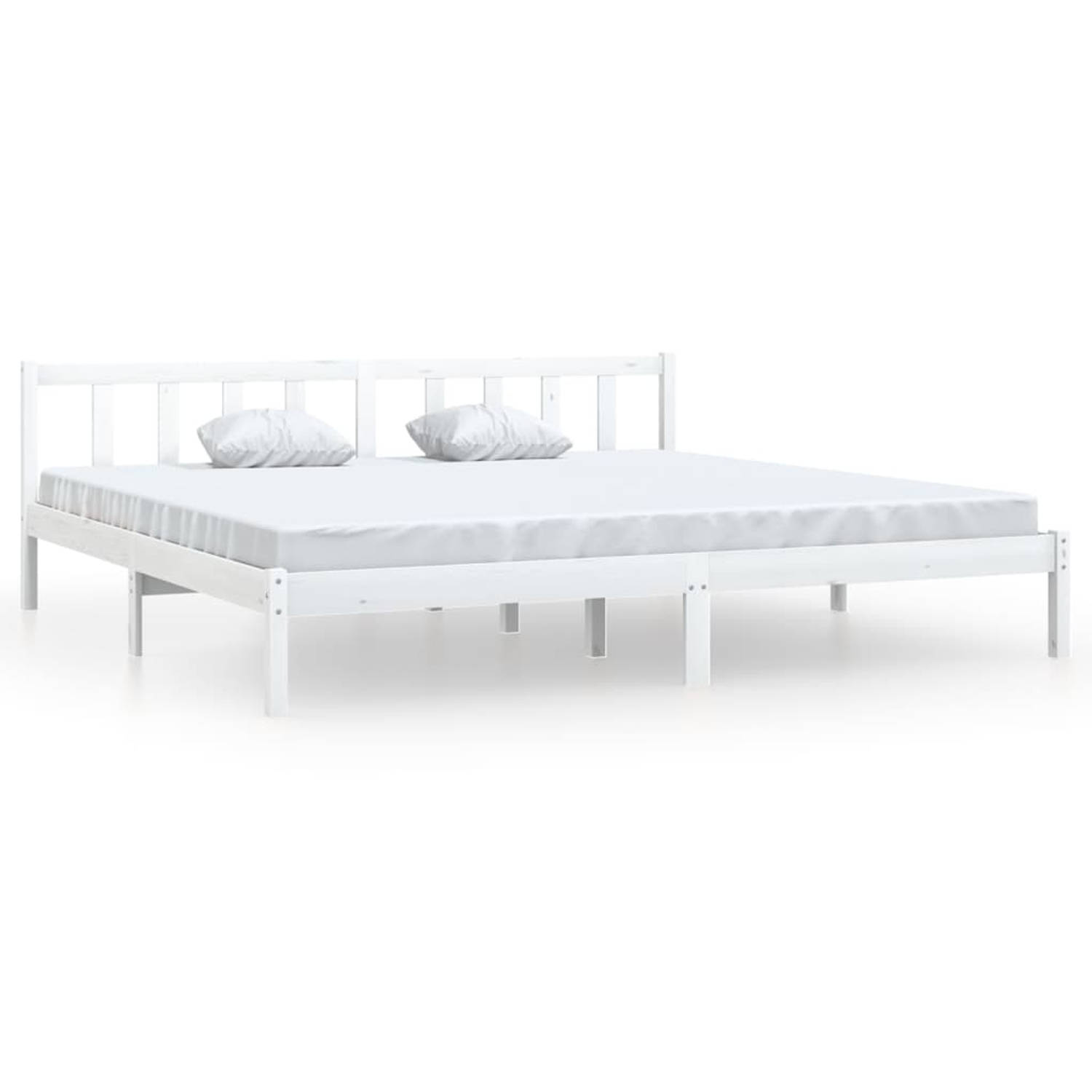The Living Store Bedframe massief grenenhout wit 200x200 cm - Bedframe - Bedframe - Bed Frame - Bed Frames - Bed - Bedden - 1-persoonsbed - 1-persoonsbedden - Eenpersoons Bed