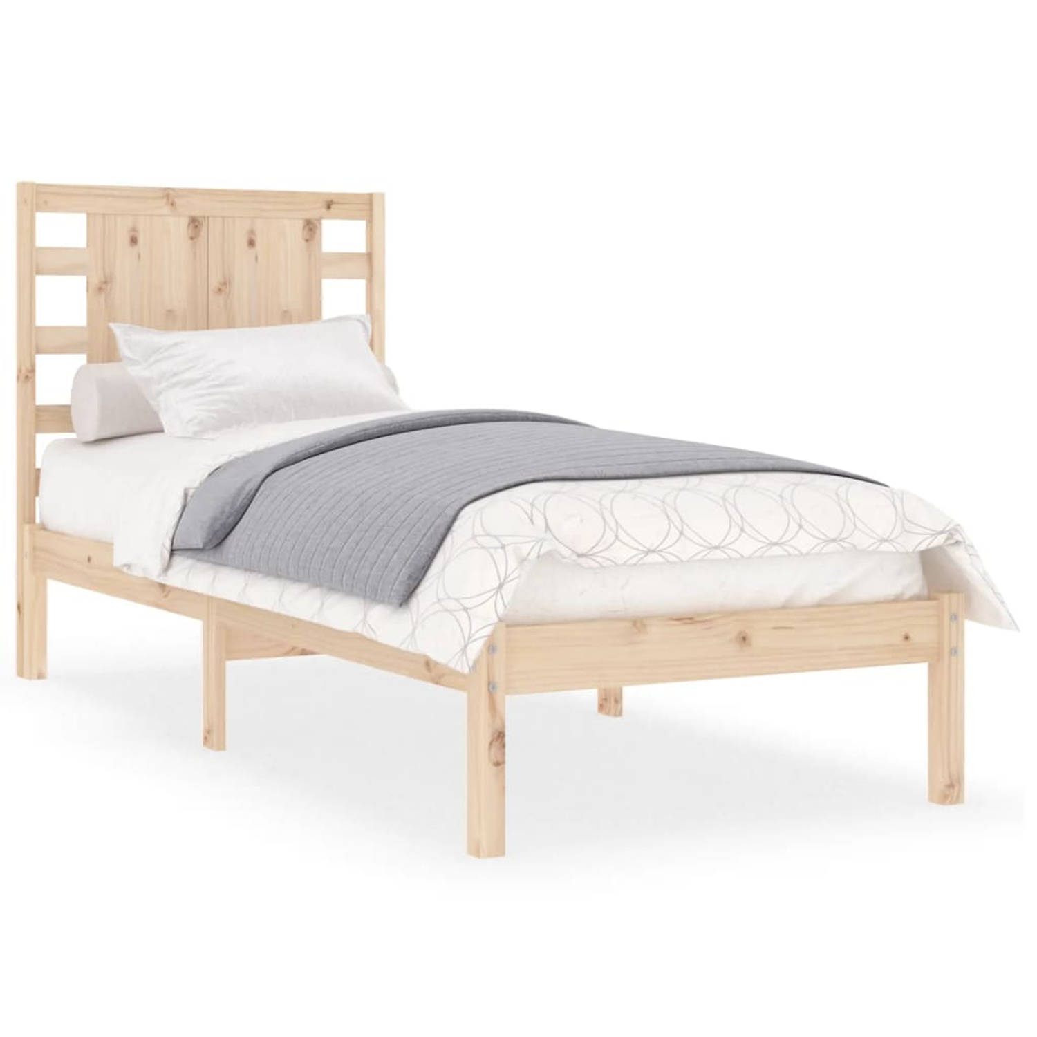 The Living Store Bedframe massief grenenhout 100x200 cm - Bedframe - Bedframes - Eenpersoonsbed - Bed - Bedombouw - Ledikant - Houten Bedframe - Eenpersoonsbedden - Bedden - Bedomb