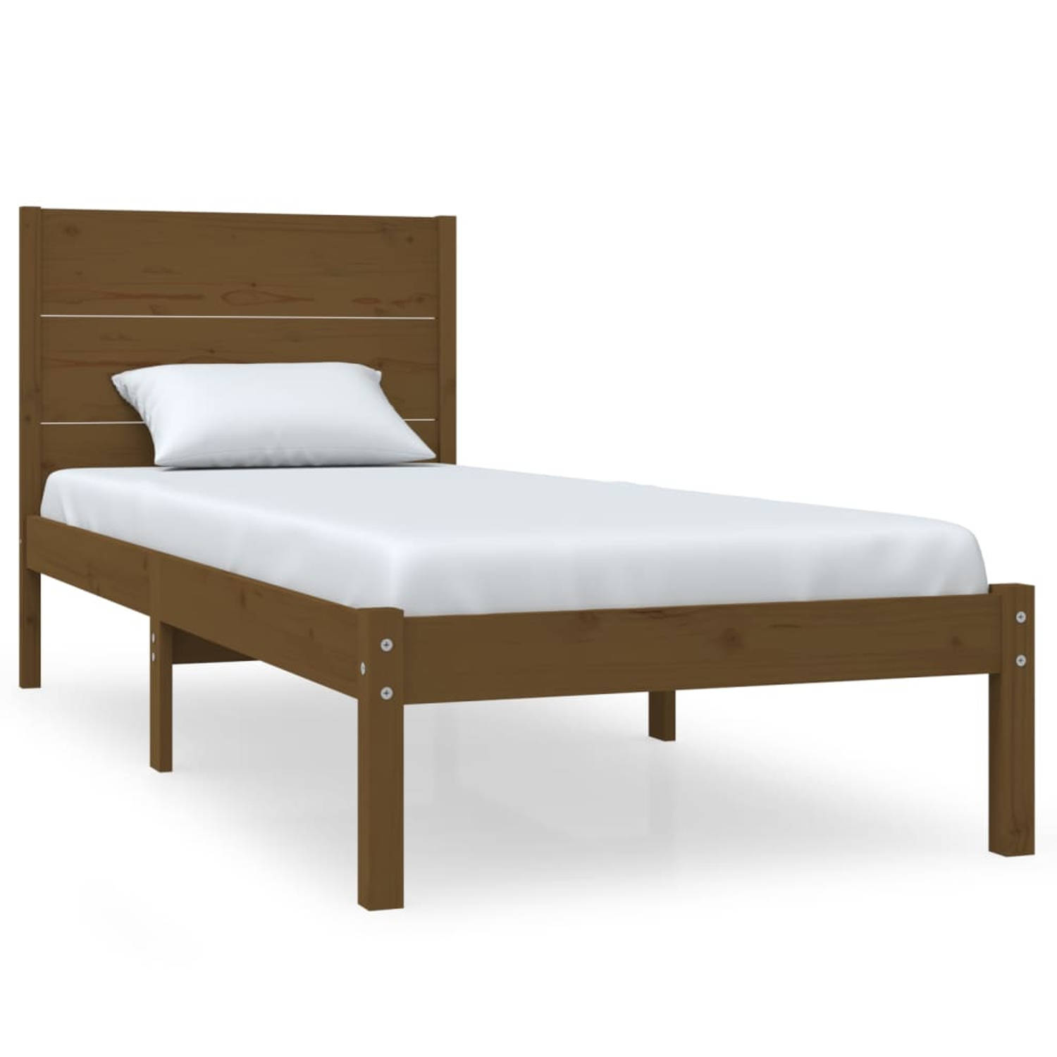 The Living Store Bedframe massief grenenhout honingbruin 100x200 cm - Bedframe - Bedframes - Eenpersoonsbed - Bed - Bedombouw - Ledikant - Houten Bedframe - Eenpersoonsbedden - Bed
