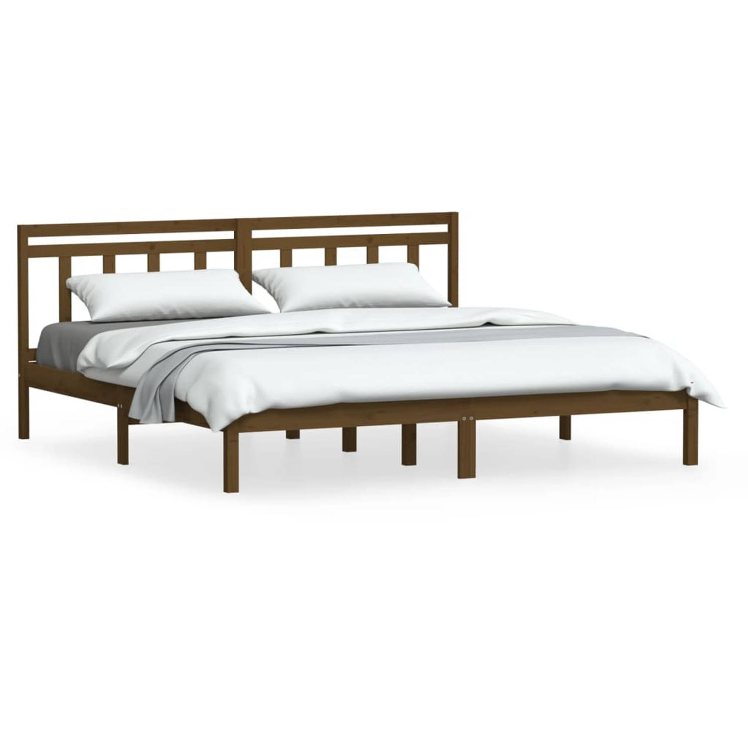 The Living Store Bedframe massief grenenhout honingbruin 160x200 cm - Bedframe - Bedframes - Tweepersoonsbed - Bed - Bedombouw - Dubbel Bed - Frame - Bed Frame - Ledikant - Bedfram