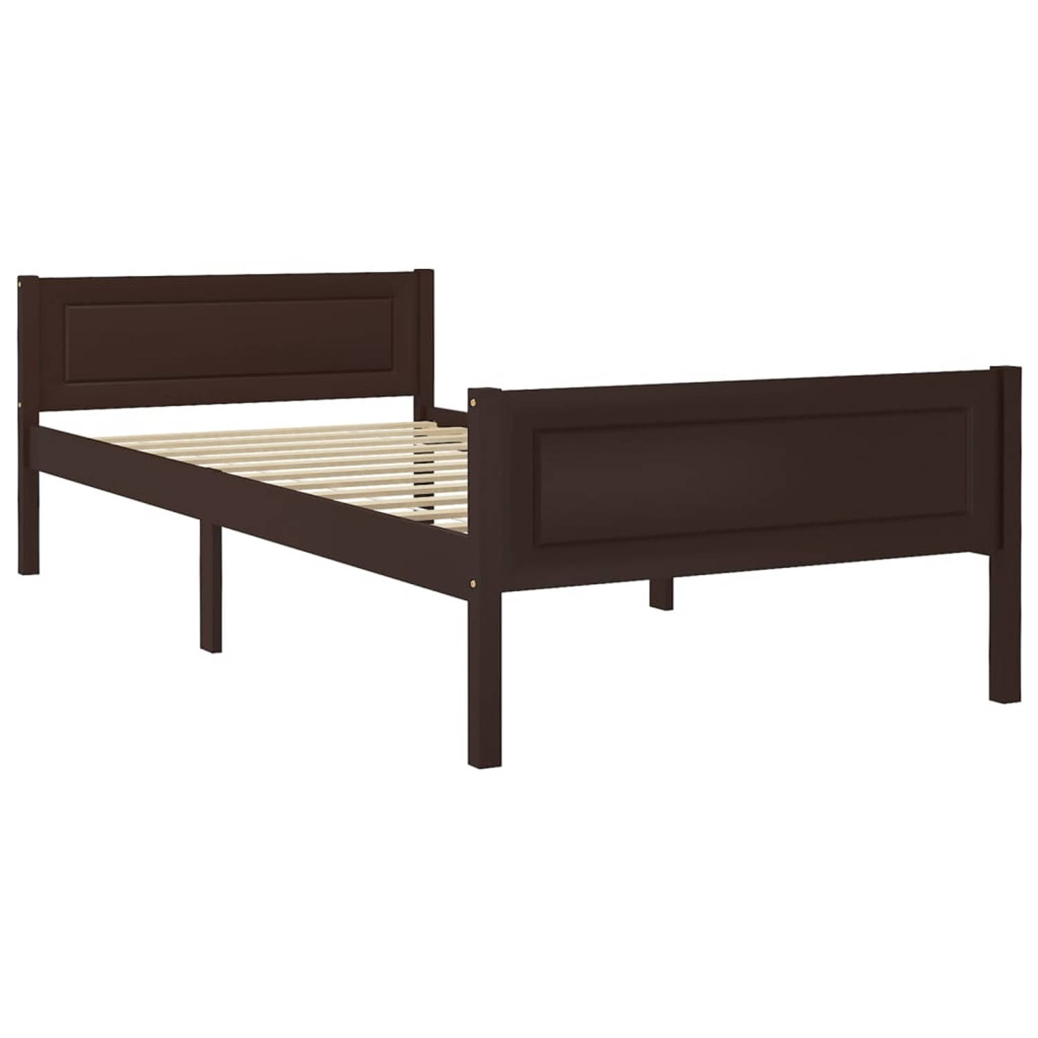 The Living Store Bedframe massief grenenhout donkerbruin 100x200 cm - Bedframe - Bedframe - Bed Frame - Bed Frames - Bed - Bedden - 1-persoonsbed - 1-persoonsbedden - Eenpersoons B