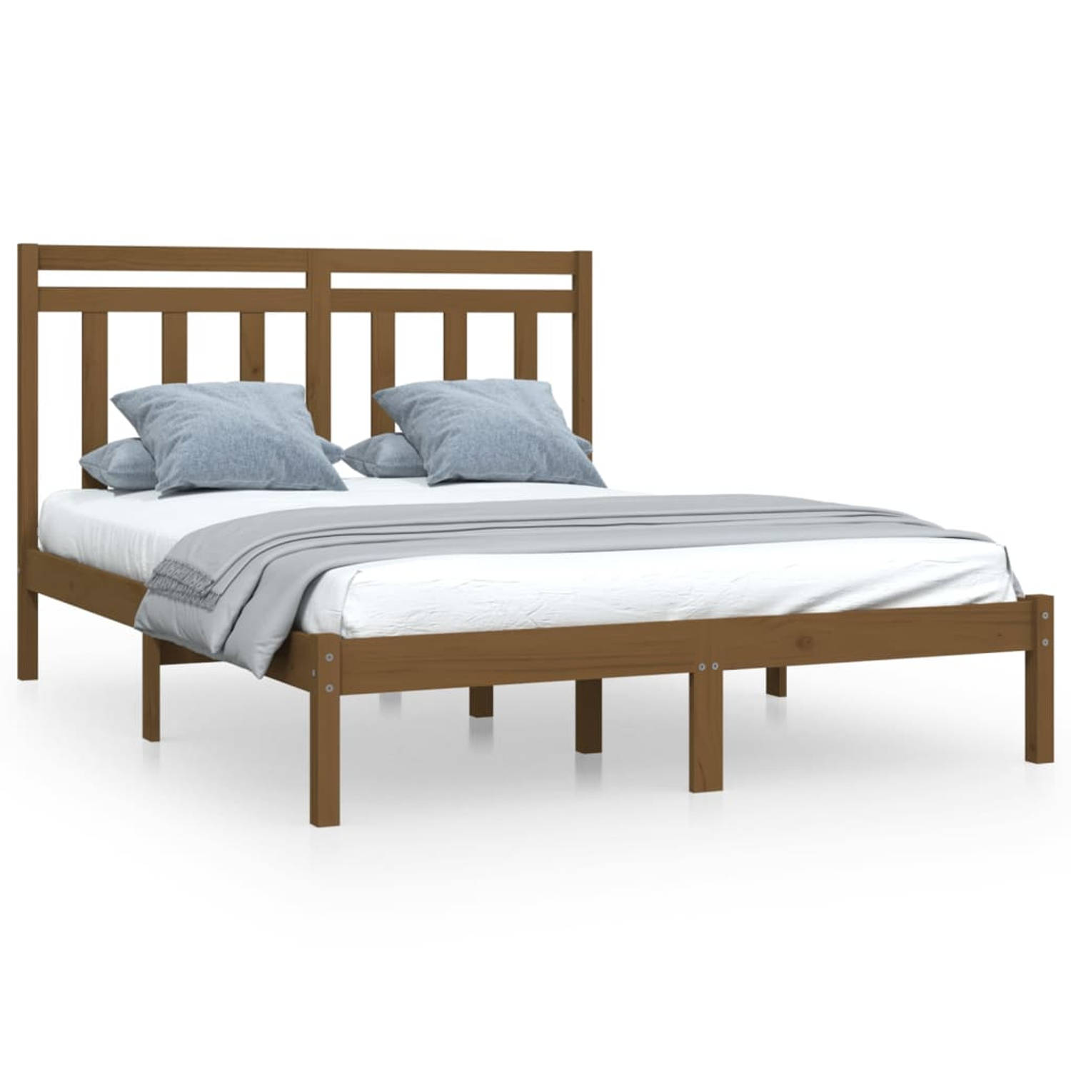 The Living Store Bedframe massief hout honingbruin 150x200 cm 5FT King Size - Bedframe - Bedframes - Tweepersoonsbed - Bed - Bedombouw - Dubbel Bed - Frame - Bed Frame - Ledikant -