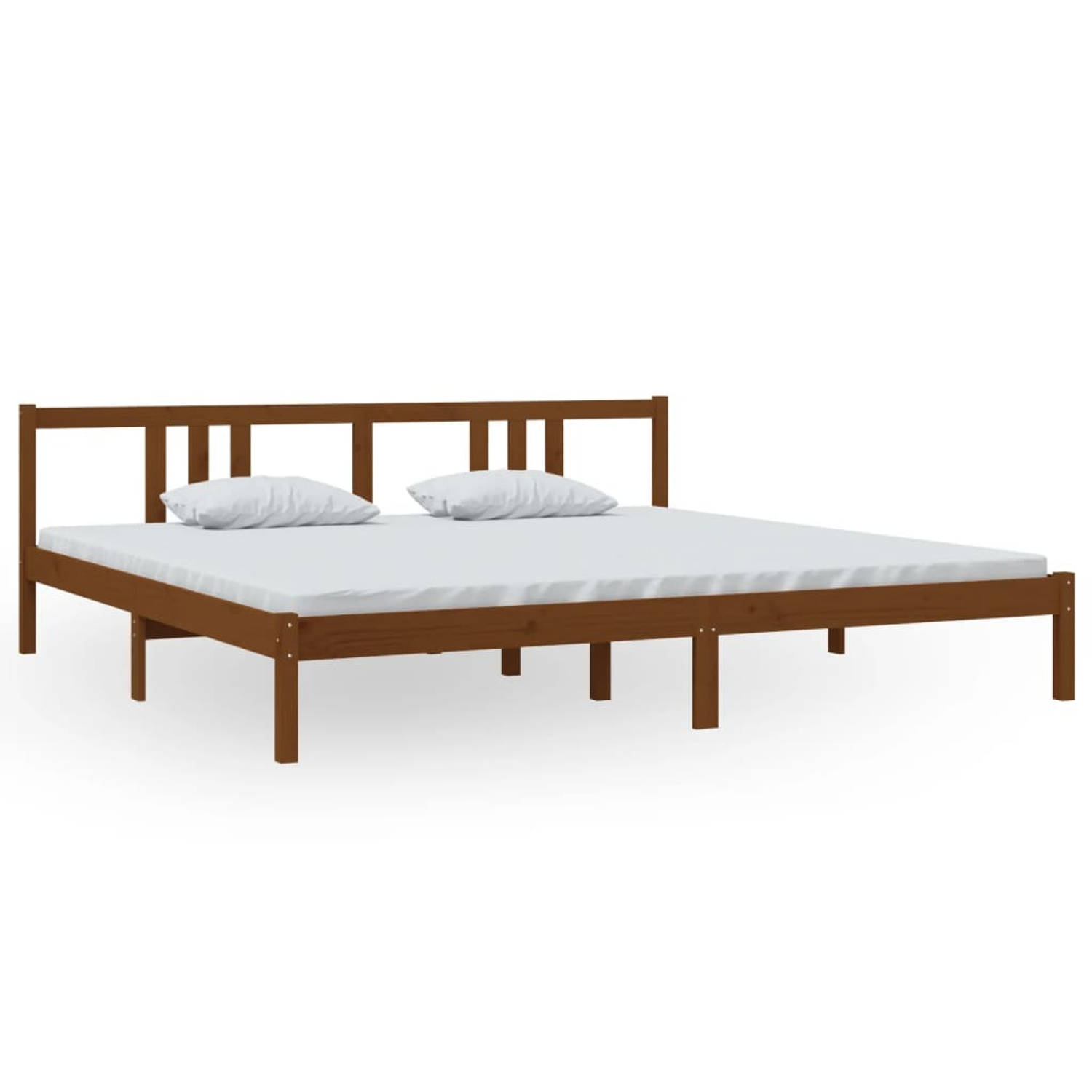 The Living Store Bedframe massief hout honingbruin 200x200 cm - Bedframe - Bedframes - Bed - Bedbodem - Ledikant - Bed Frame - Massief Houten Bedframe - Slaapmeubel - Tweepersoonsb