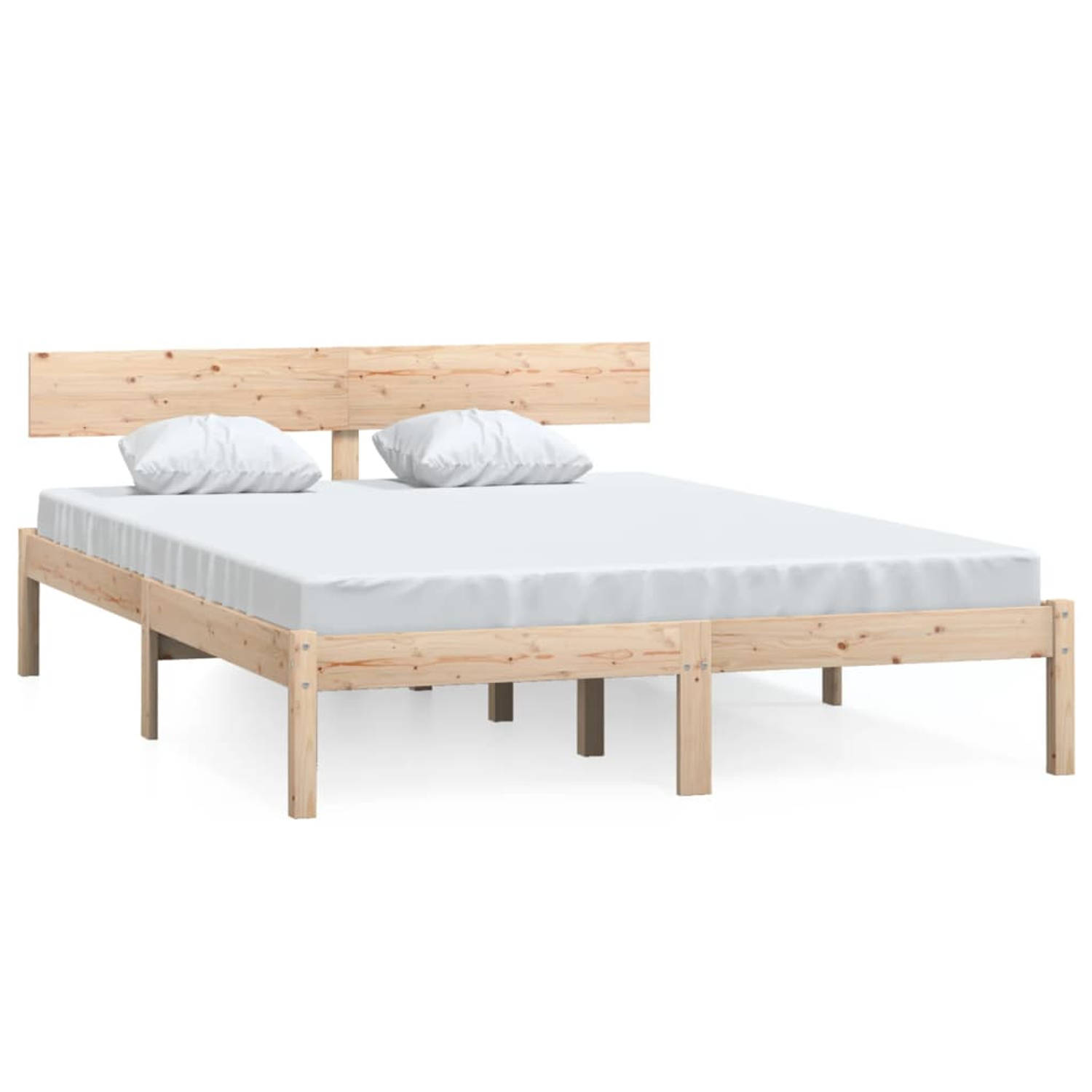 The Living Store Bedframe massief grenenhout 150x200 cm UK King - Bedframe - Bedframes - Bed - Bedbodem - Ledikant - Bed Frame - Massief Houten Bedframe - Slaapmeubel - Tweepersoon