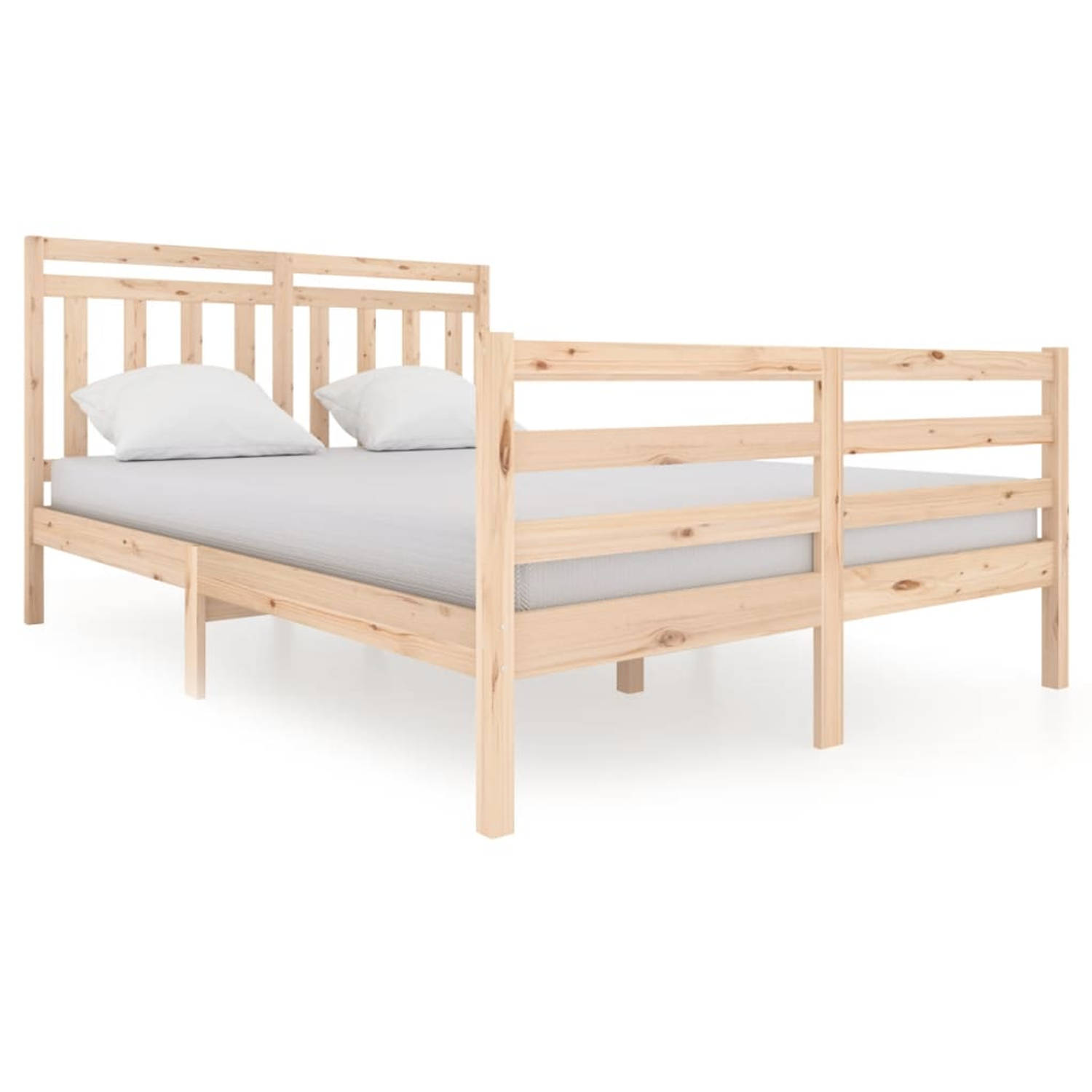The Living Store Bedframe massief hout 140x200 cm - Bedframe - Bedframes - Tweepersoonsbed - Bed - Bedombouw - Dubbel Bed - Frame - Bed Frame - Ledikant - Bedframe Met Hoofdeinde -