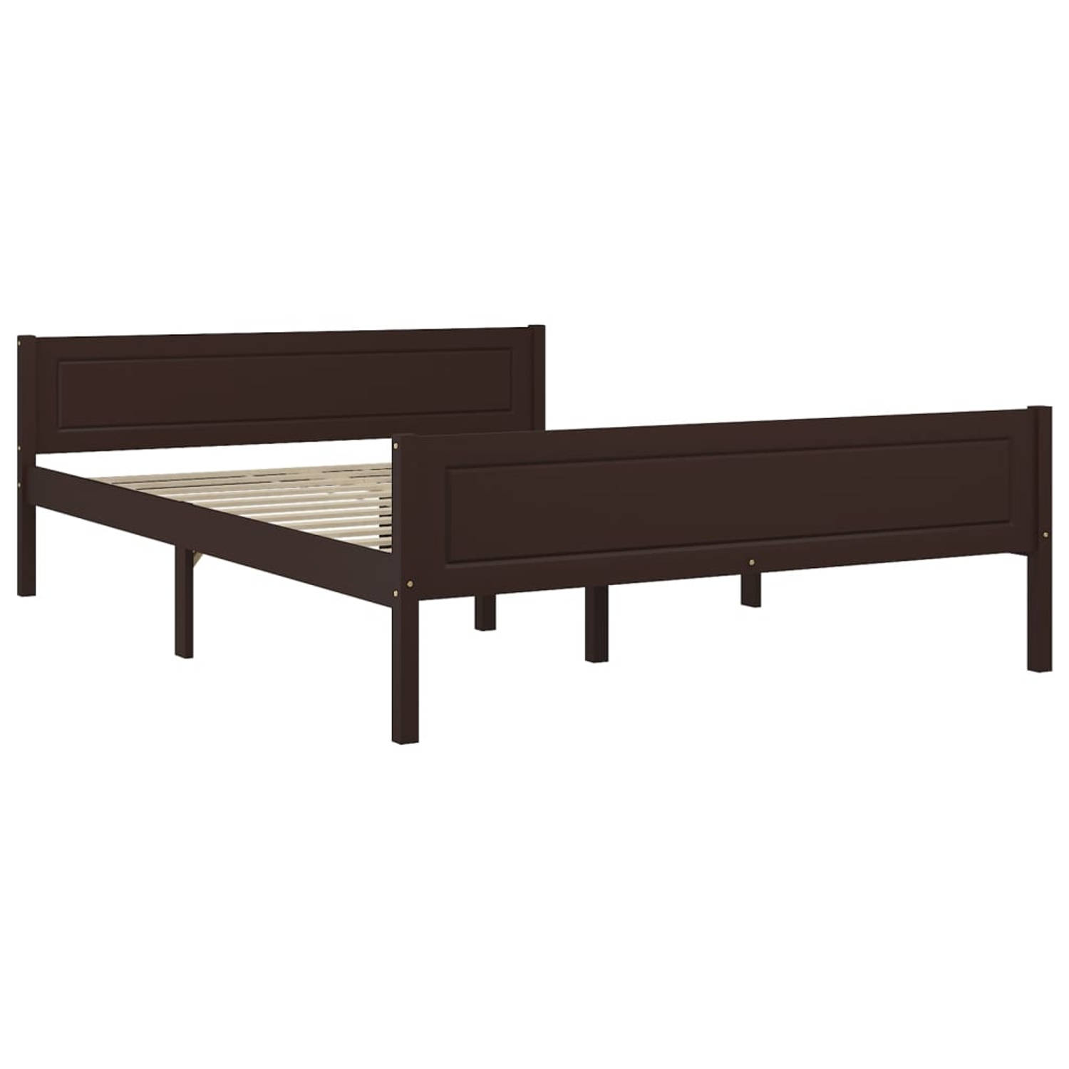 The Living Store Bedframe massief grenenhout donkerbruin 140x200 cm - Bedframe - Bedframe - Bed Frame - Bed Frames - Bed - Bedden - 2-persoonsbed - 2-persoonsbedden - Tweepersoons