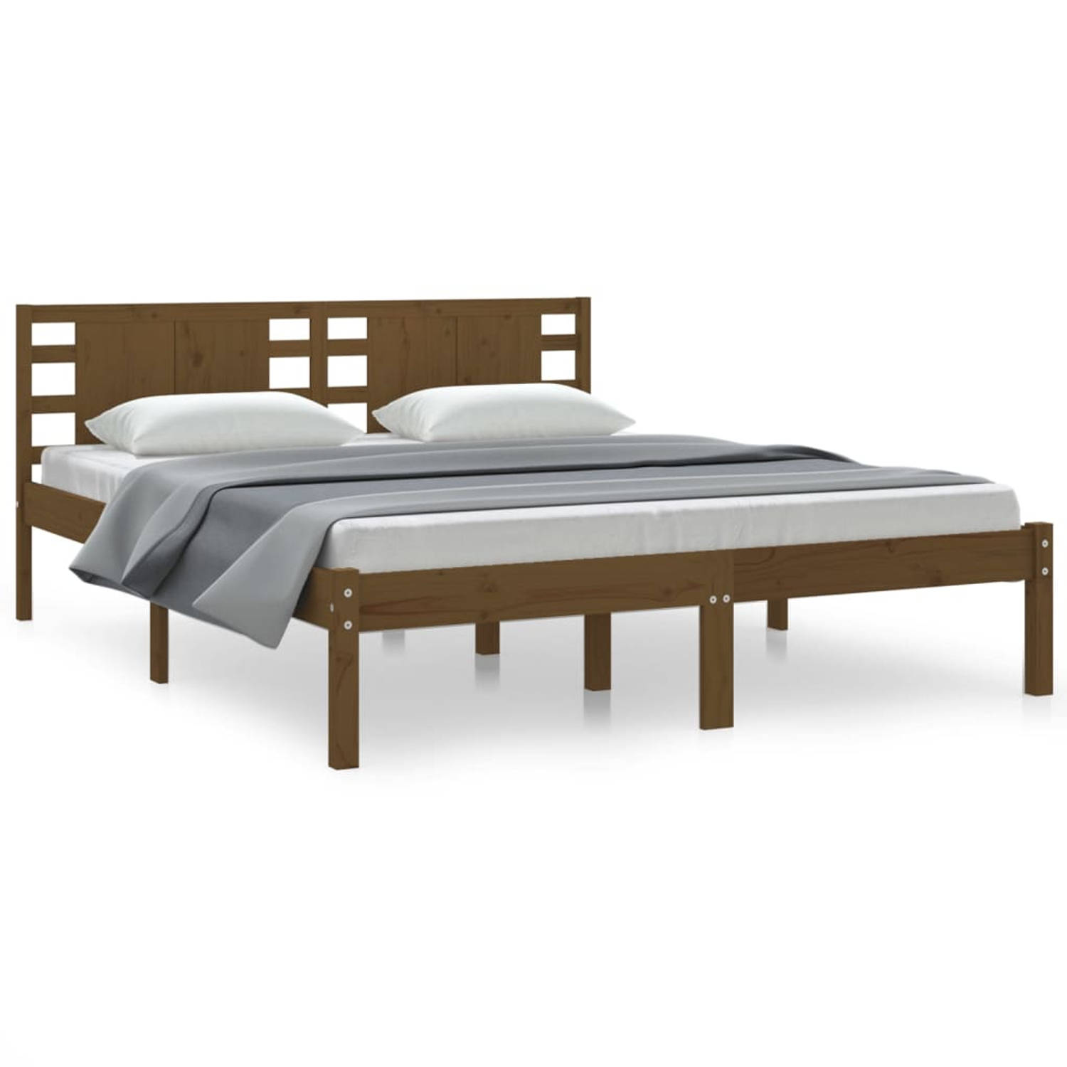 The Living Store Klassiek Houten Bedframe - 160 x 200 cm - Honingbruin