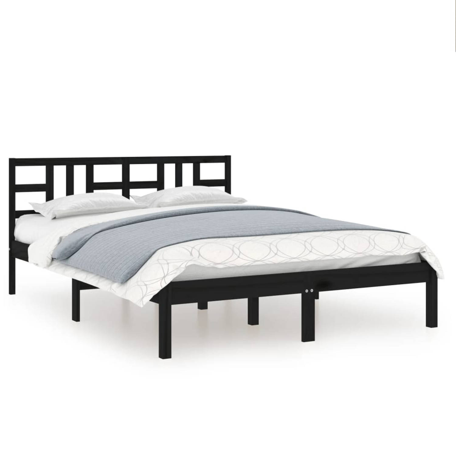 The Living Store Bedframe massief hout zwart 180x200 cm 6FT Super King - Bedframe - Bedframes - Tweepersoonsbed - Bed - Bedombouw - Dubbel Bed - Frame - Bed Frame - Ledikant - Hout