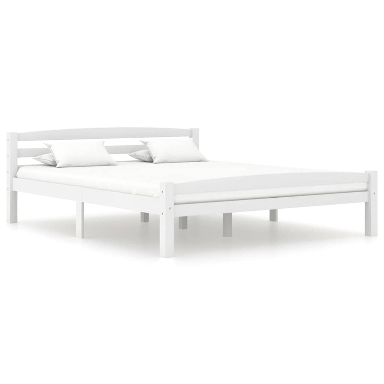 The Living Store Bedframe massief grenenhout wit 160x200 cm - Bedframe - Bedframe - Bed Frame - Bed Frames - Bed - Bedden - 2-persoonsbed - 2-persoonsbedden - Tweepersoons Bed