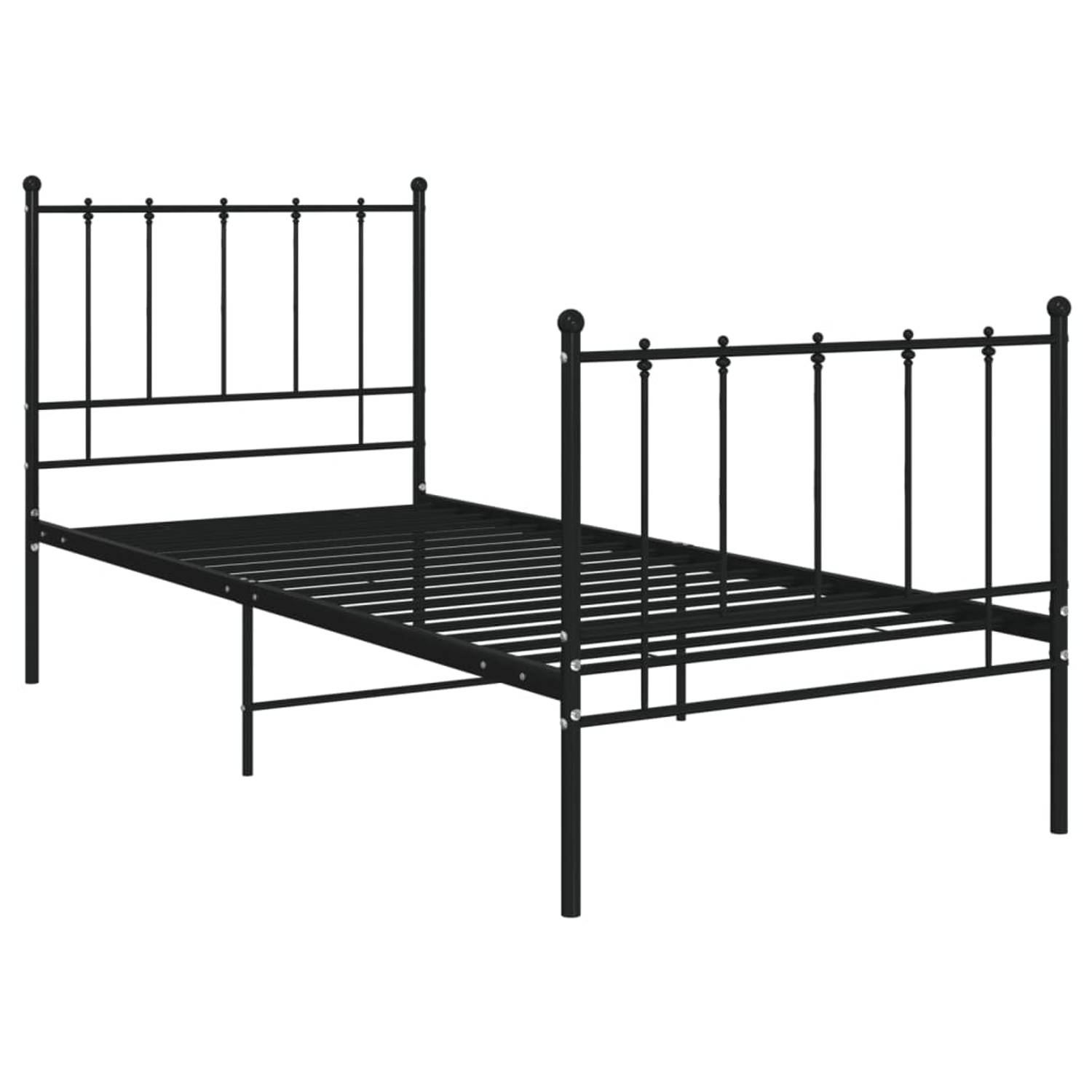 The Living Store Bedframe metaal zwart 100x200 cm - Bedframe - Bedframes - Eenpersoonsbed - Eenpersoonsbedden - Bed - Bedden - Bedombouw - Bedombouwen - Frame - Frames - Slaapmeube