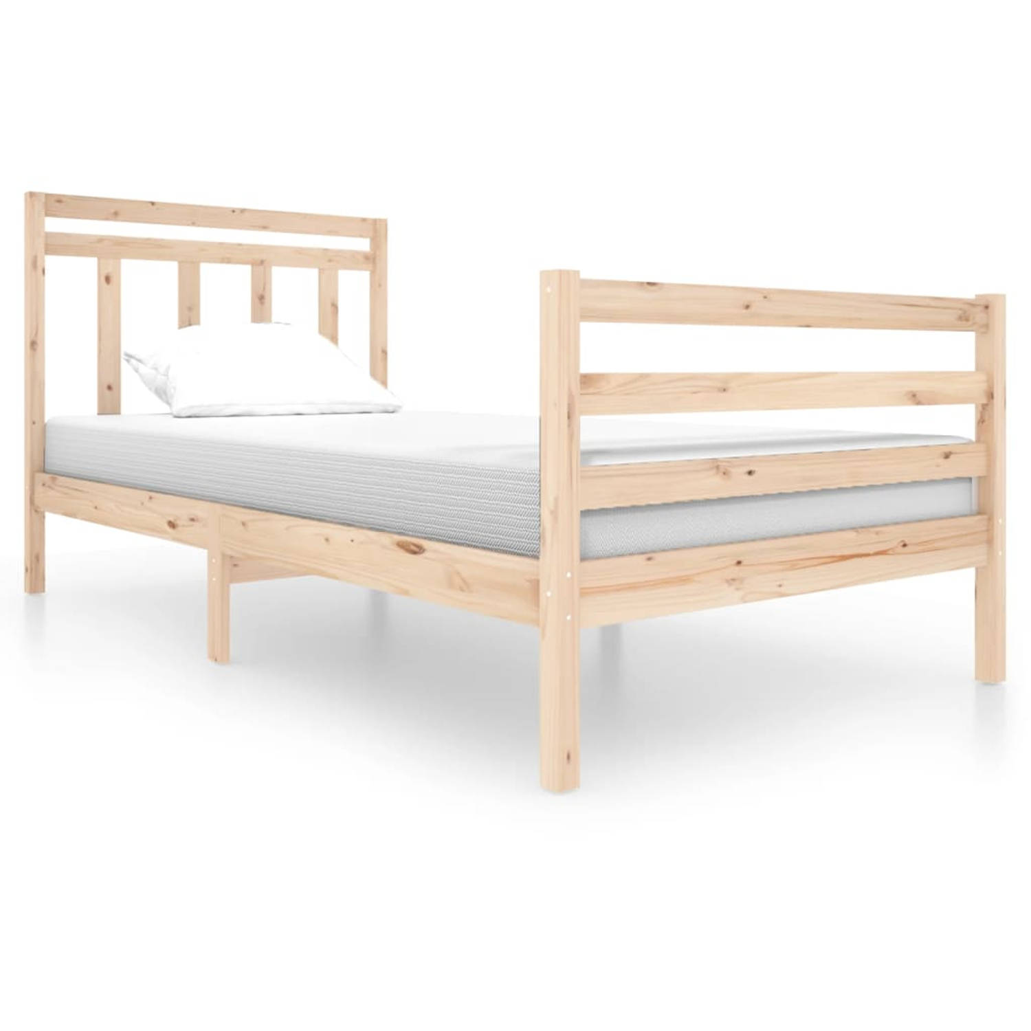 The Living Store Bedframe massief hout 100x200 cm - Bedframe - Bedframes - Eenpersoonsbed - Bed - Bedombouw - Frame - Bed Frame - Ledikant - Bedframe Met Hoofdeinde - Eenpersoonsbe