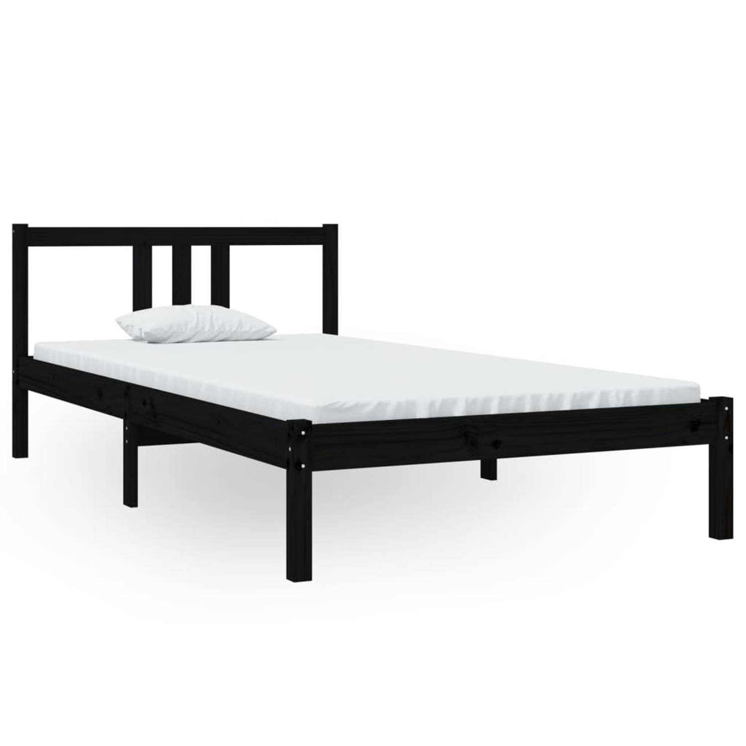 The Living Store Bedframe massief hout zwart 100x200 cm - Bedframe - Bedframes - Bed - Bedbodem - Ledikant - Bed Frame - Massief Houten Bedframe - Slaapmeubel - Eenpersoonsbed - Be