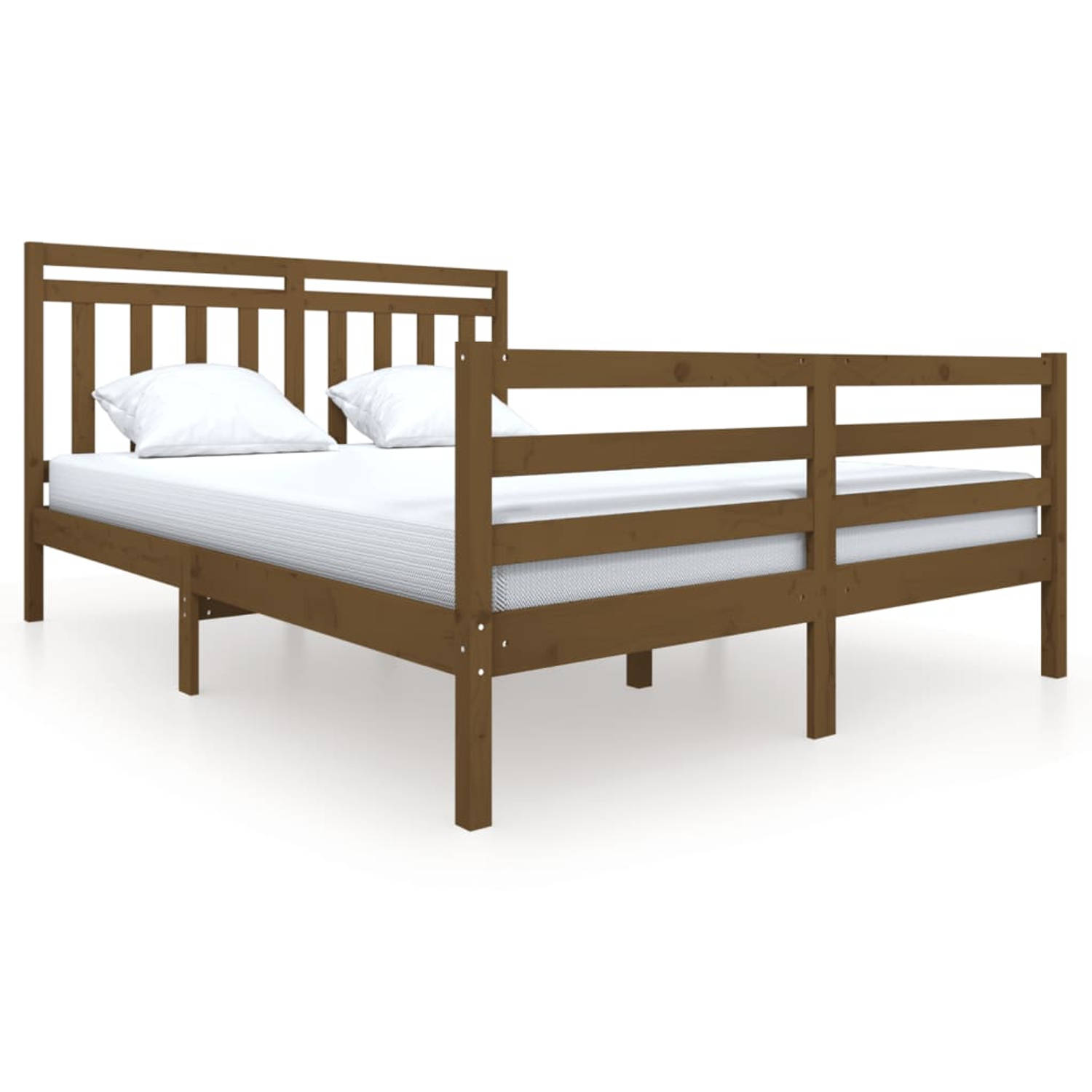 The Living Store Bedframe massief hout honingbruin 160x200 cm - Bedframe - Bedframes - Tweepersoonsbed - Bed - Bedombouw - Dubbel Bed - Frame - Bed Frame - Ledikant - Bedframe Met