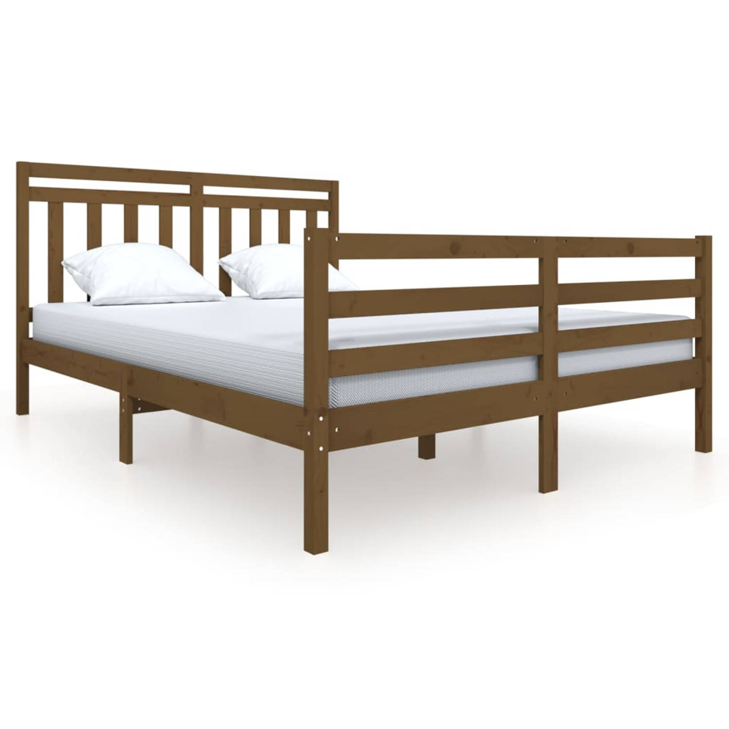 The Living Store Bedframe massief hout honingbruin 150x200 cm 5FT King Size - Bedframe - Bedframes - Tweepersoonsbed - Bed - Bedombouw - Dubbel Bed - Frame - Bed Frame - Ledikant -