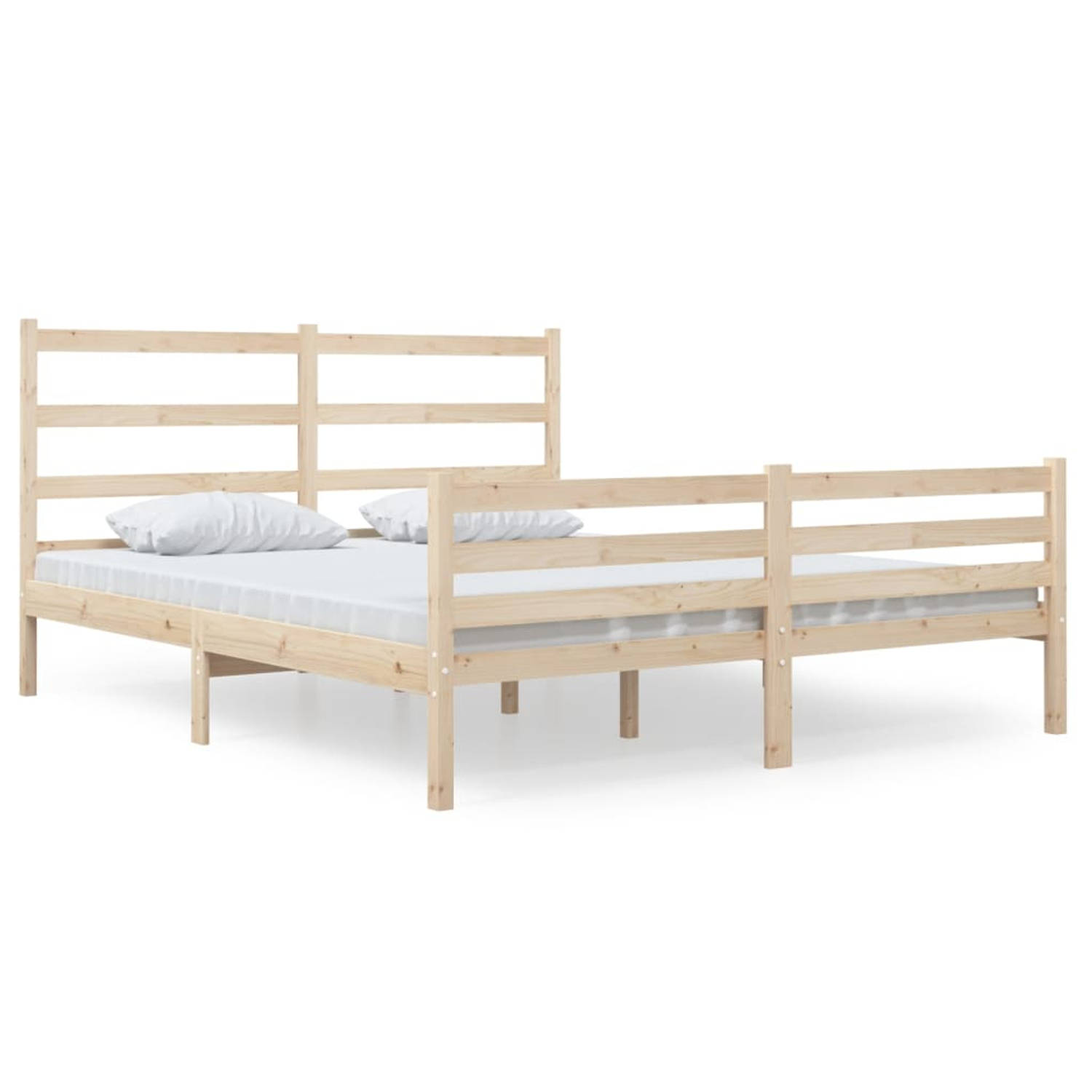 The Living Store Bedframe massief grenenhout 150x200 cm 5FT King Size - Bedframe - Bedframes - Tweepersoonsbed - Bed - Bedombouw - Dubbel Bed - Frame - Bed Frame - Ledikant - Houte