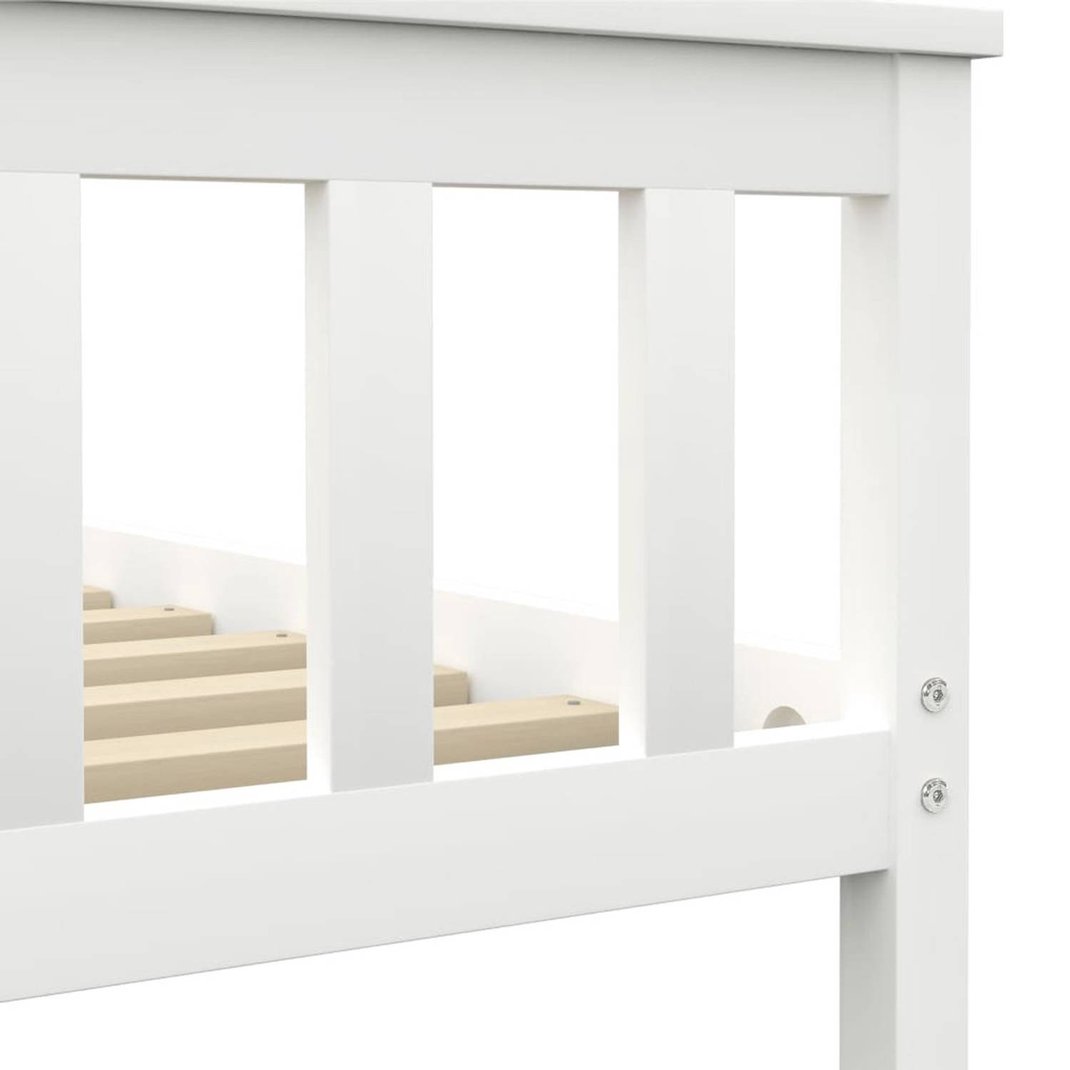 The Living Store Bedframe - Massief grenenhout - Wit - 208 x 168 x 82 cm - 160 x 200 cm