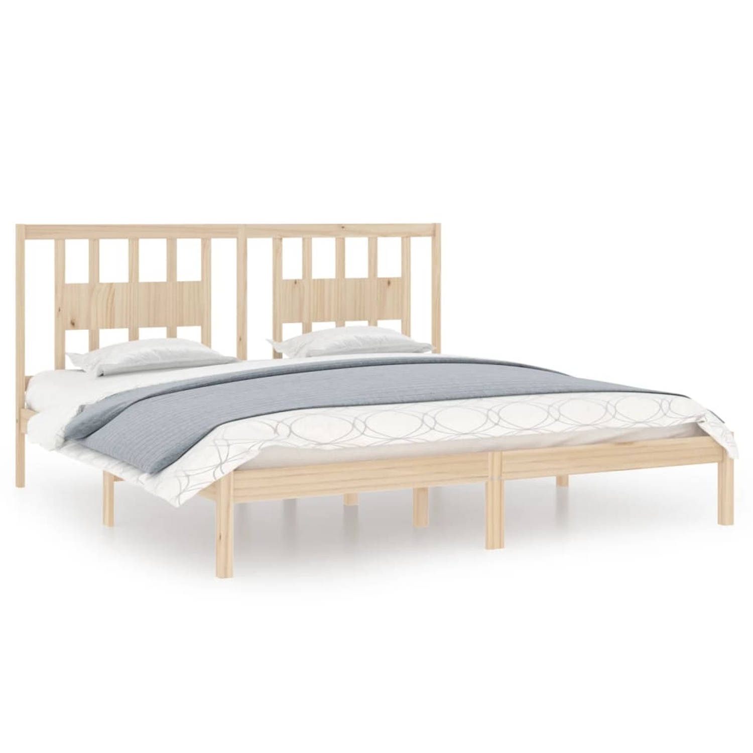 The Living Store Bedframe massief grenenhout 200x200 cm - Bedframe - Bedframes - Tweepersoonsbed - Bed - Bedombouw - Dubbel Bed - Frame - Bed Frame - Ledikant - Houten Bedframe - T