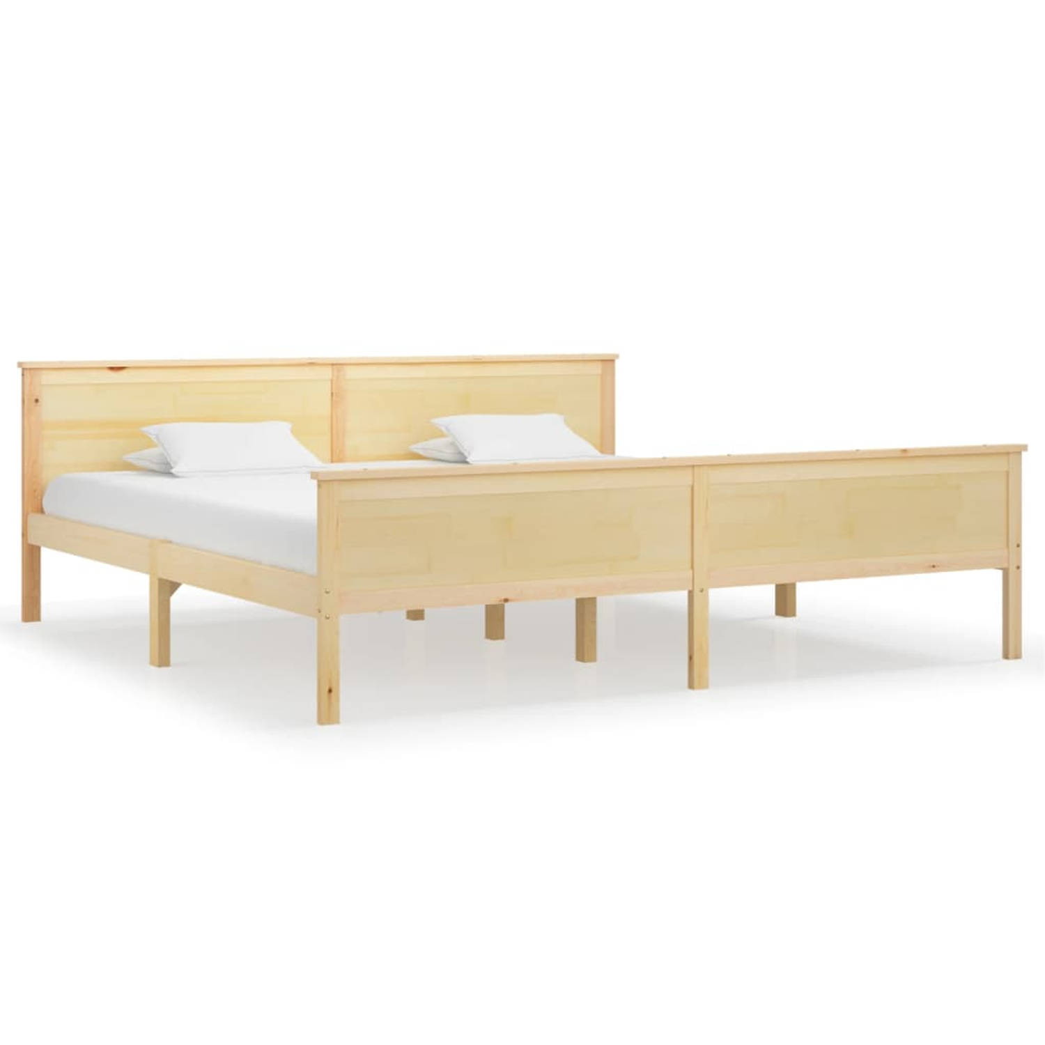 The Living Store Bedframe massief grenenhout 200x200 cm - Bedframe - Bedframes - Houten Bedframe - Bed - Bedbodem - Slaapmeubel - Tweepersoonsbed - Houten Bedframes - Bedden - Bedb