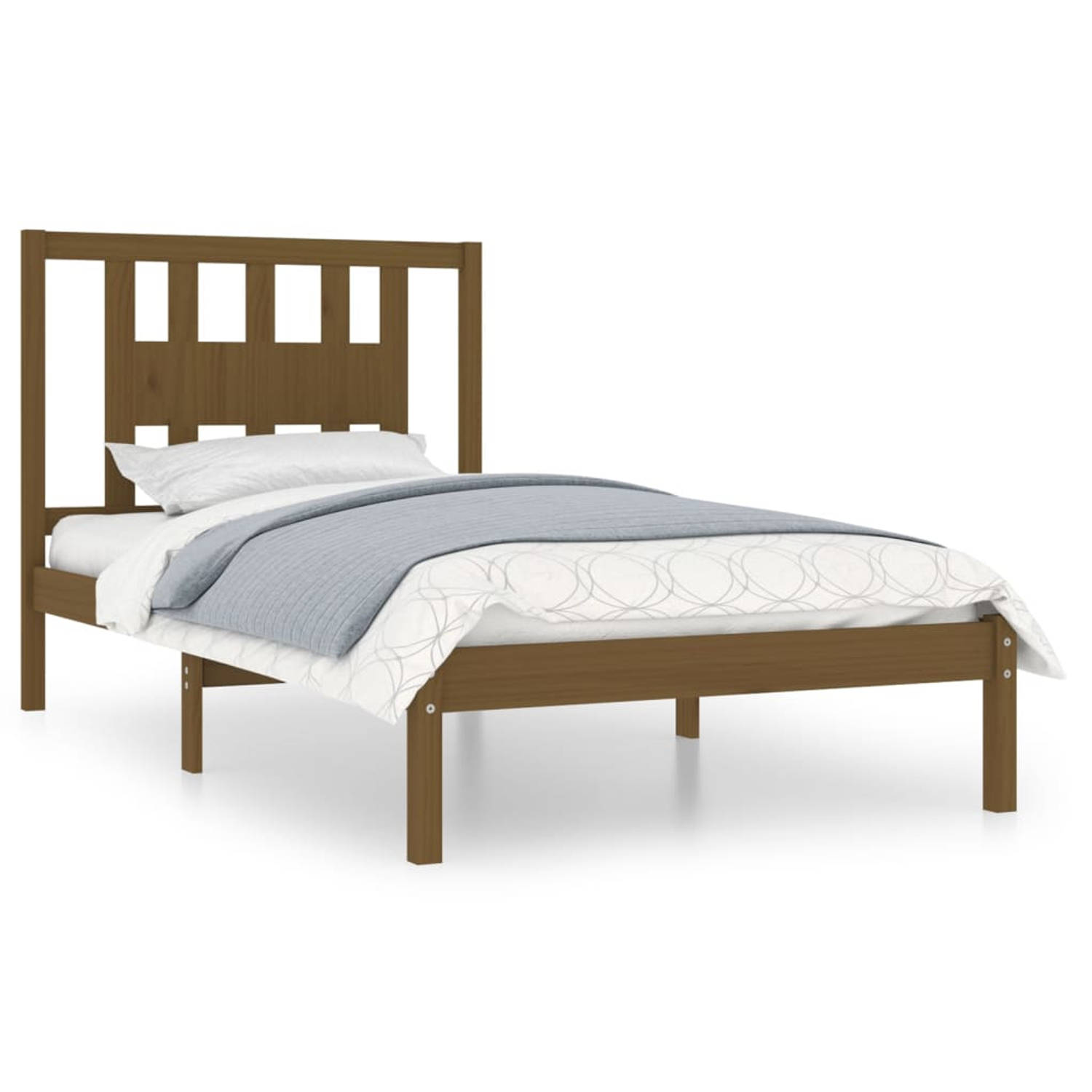 The Living Store Bedframe massief grenenhout honingbruin 100x200 cm - Bedframe - Bedframes - Eenpersoonsbed - Bed - Bedombouw - Ledikant - Houten Bedframe - Eenpersoonsbedden - Bed