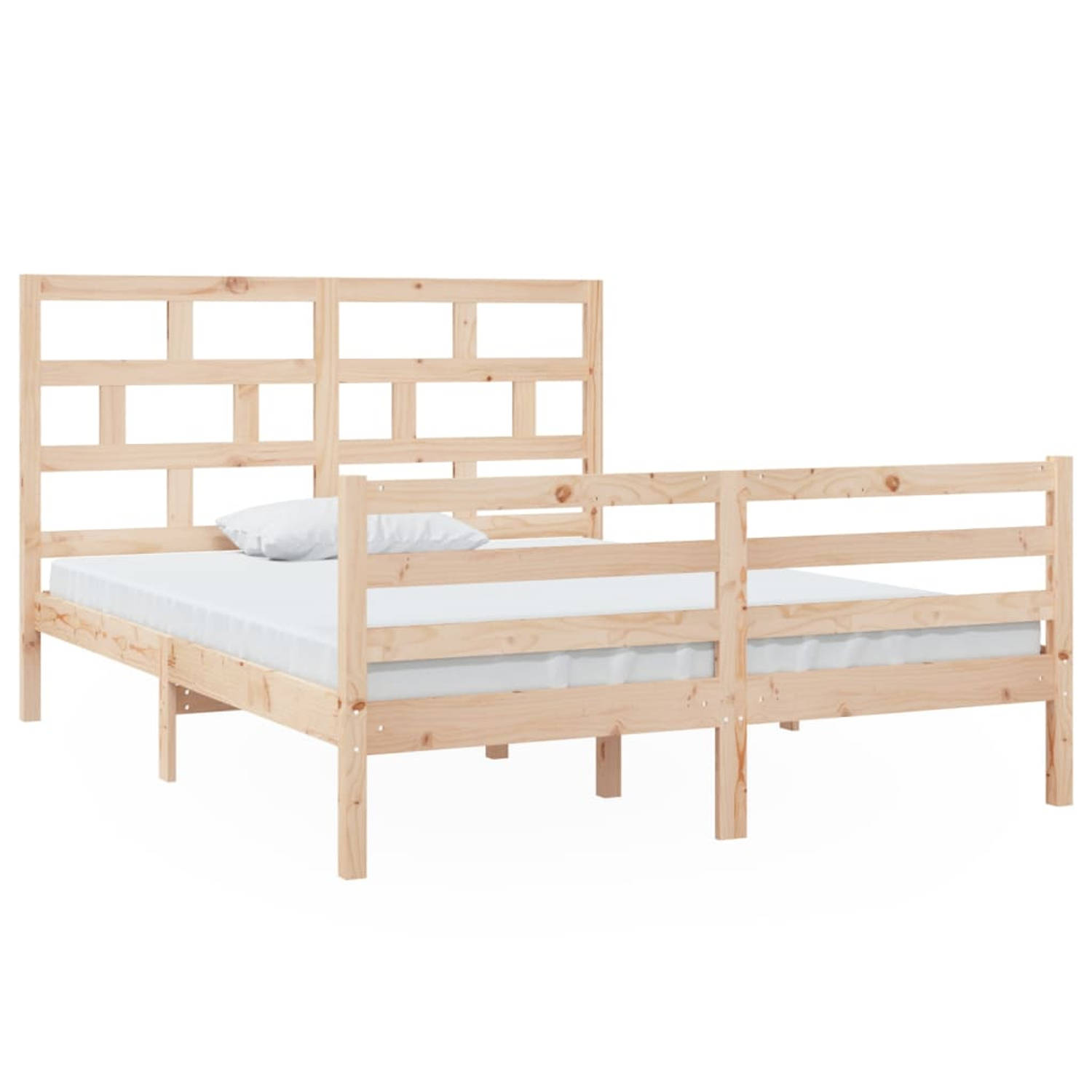 The Living Store Bedframe massief hout 150x200 cm 5FT King Size - Bedframe - Bedframes - Bed - Bedbodem - Ledikant - Bed Frame - Massief Houten Bedframe - Slaapmeubel - Tweepersoon