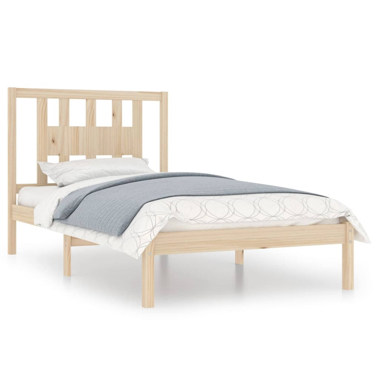The Living Store Bedframe massief grenenhout 100x200 cm - Bedframe - Bedframes - Eenpersoonsbed - Bed - Bedombouw - Ledikant - Houten Bedframe - Eenpersoonsbedden - Bedden - Bedomb