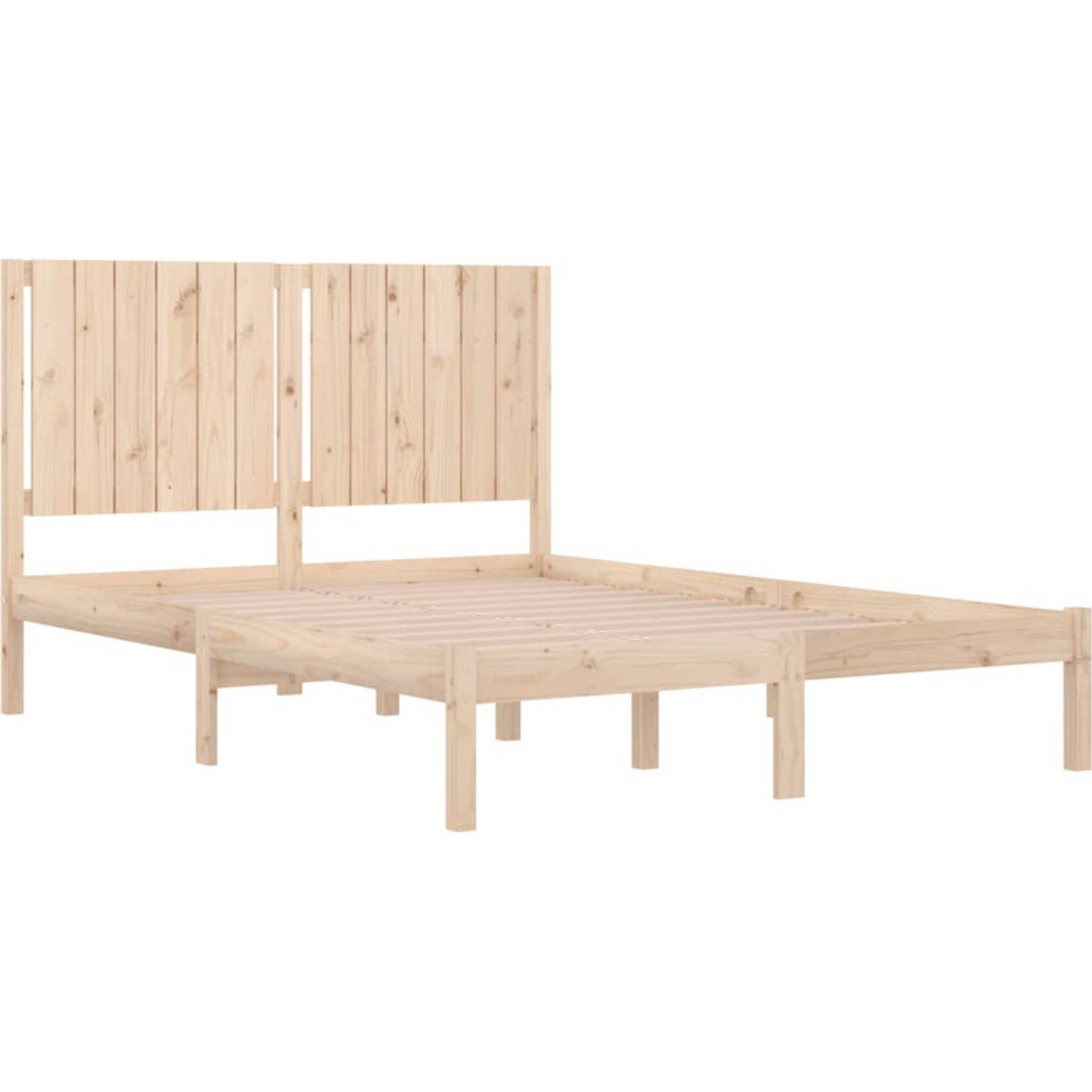 The Living Store Houten Bedframe - 205.5 x 145.5 x 31 cm - Massief grenenhout - Geschikt voor matras 140 x 200 cm