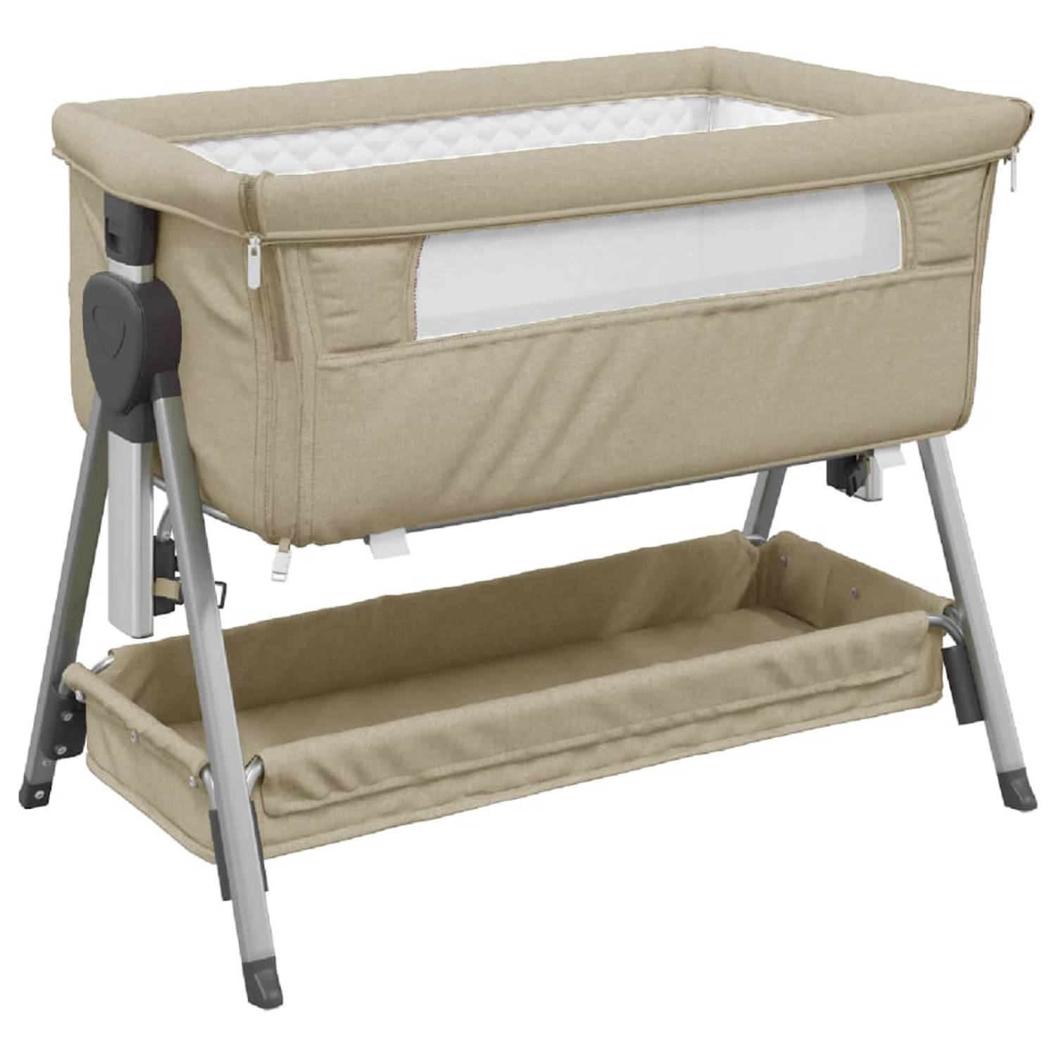 The Living Store Babybox met matras linnen taupe - Bed