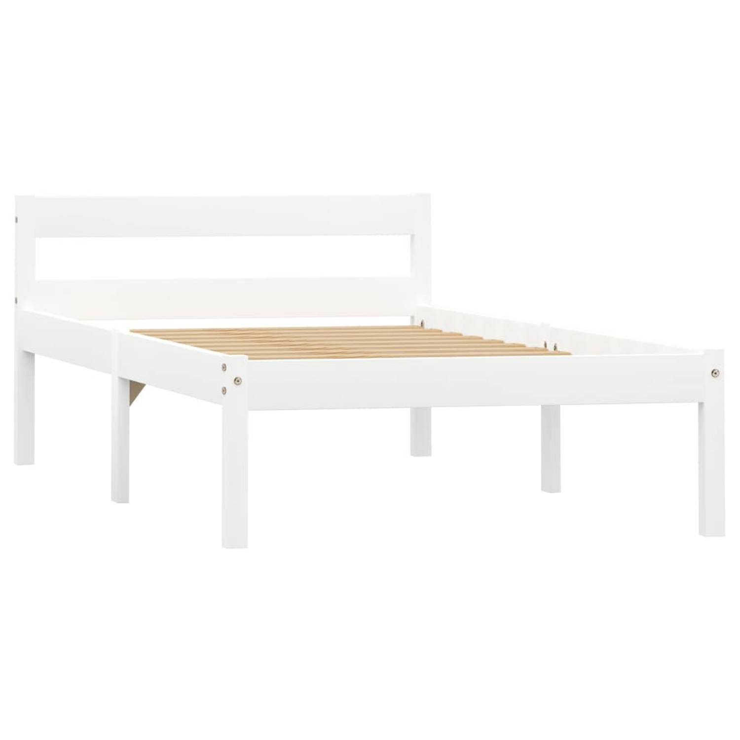 The Living Store Bedframe massief grenenhout wit 100x200 cm - Bed
