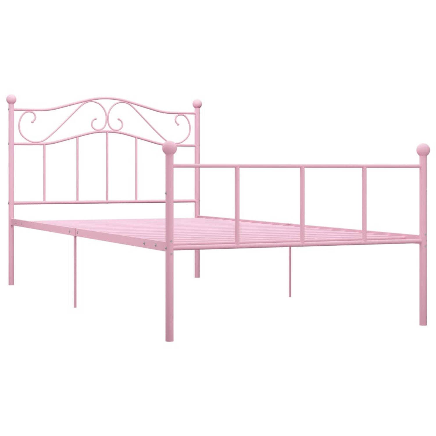 The Living Store Bedframe metaal roze 100x200 cm - Bed