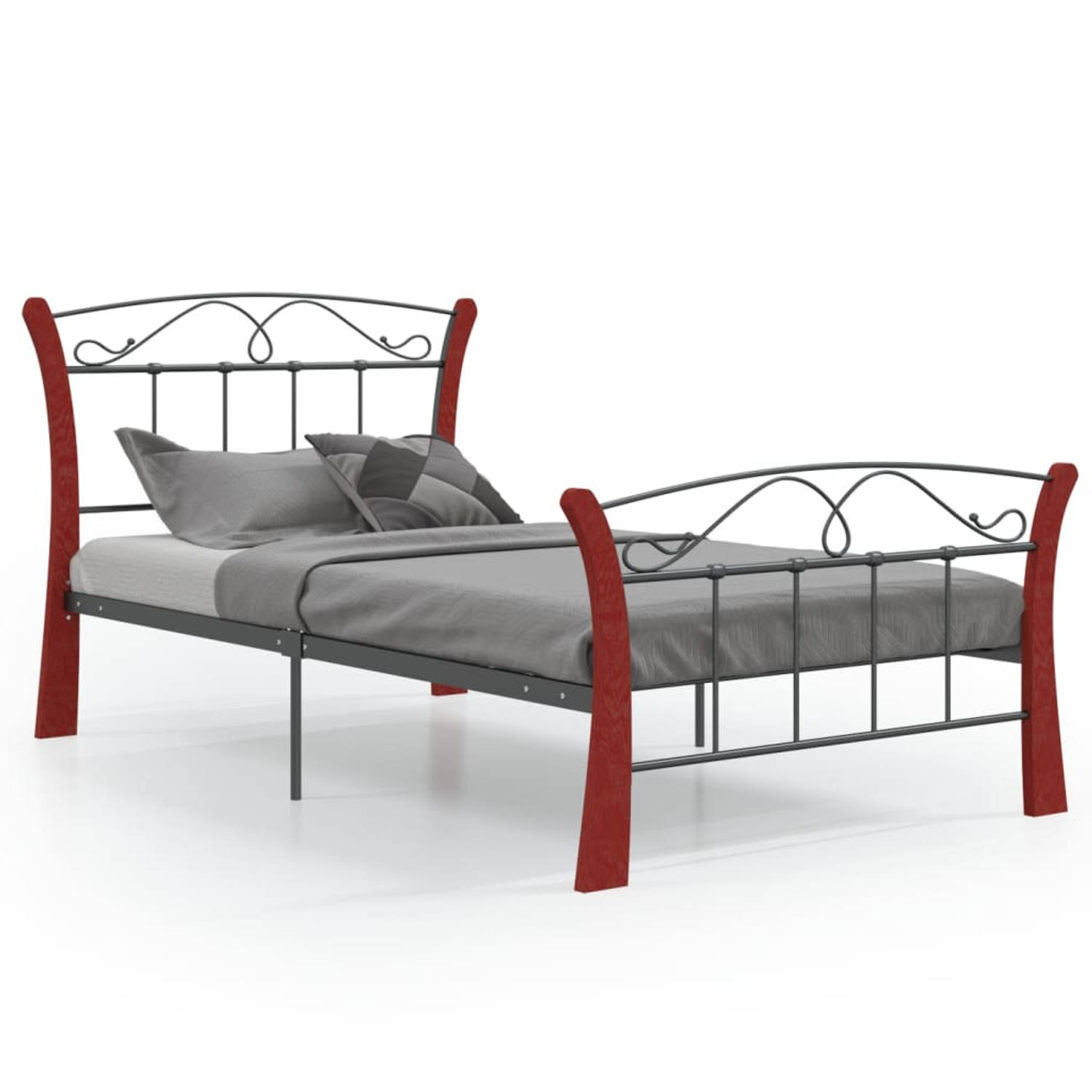 The Living Store Bedframe metaal zwart 100x200 cm - Bedframe - Bedframe - Bed Frame - Bed Frames - Bed - Bedden - 1-persoonsbed - 1-persoonsbedden - Eenpersoons Bed