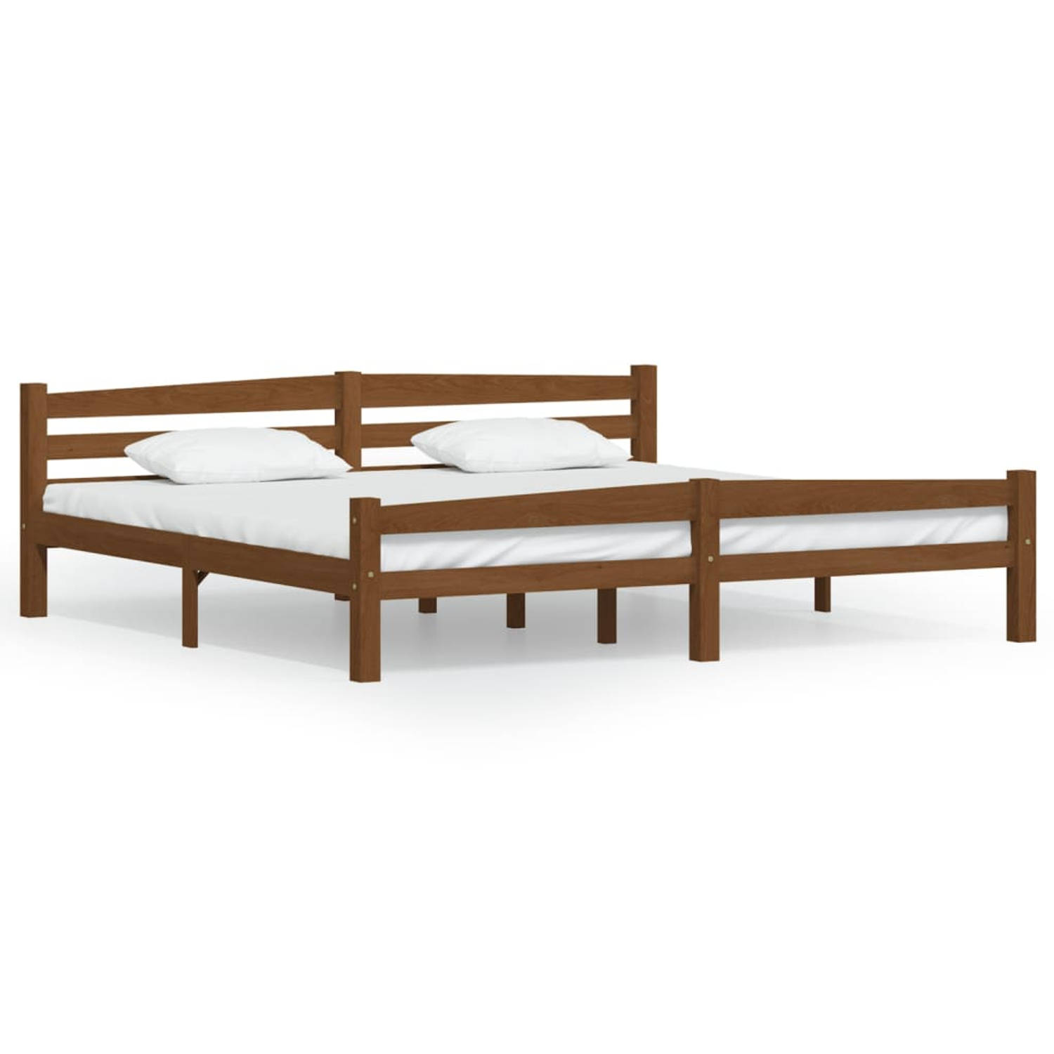 The Living Store Bedframe massief grenenhout honingbruin 200x200 cm - Bedframe - Bedframe - Bed Frame - Bed Frames - Bed - Bedden - 2-persoonsbed - 2-persoonsbedden - Tweepersoons